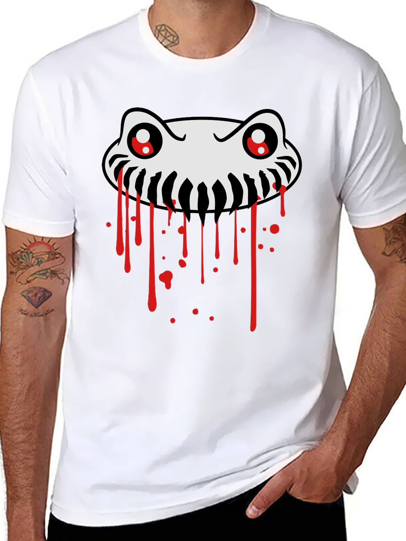 Spooky Creature Graphic Tee - Black Cotton T-Shirt