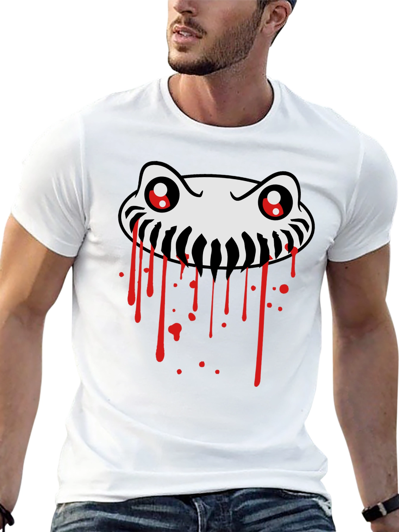 Spooky Creature Graphic Tee - Black Cotton T-Shirt