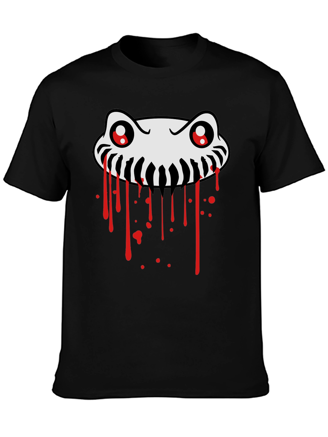 Spooky Creature Graphic Tee - Black Cotton T-Shirt