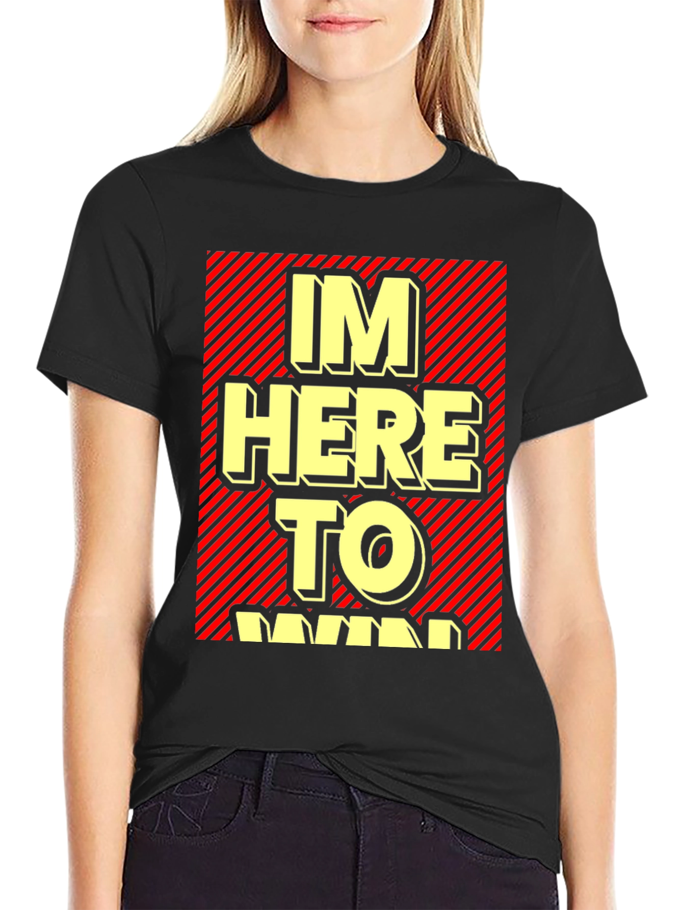 Im Here to Win Graphic T-Shirt - Black