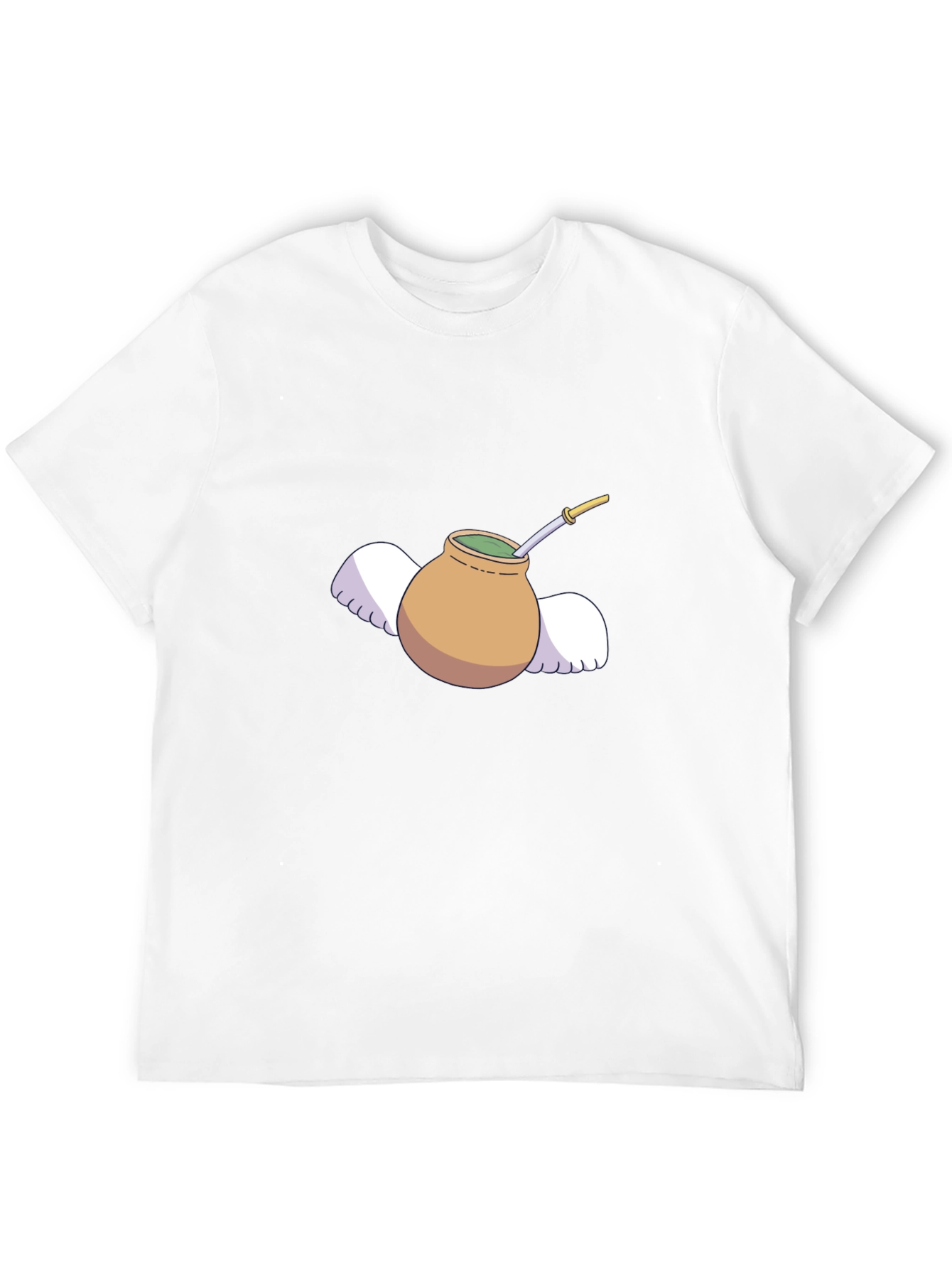 Mate Tea Cup with Wings Graphic Tee - Black