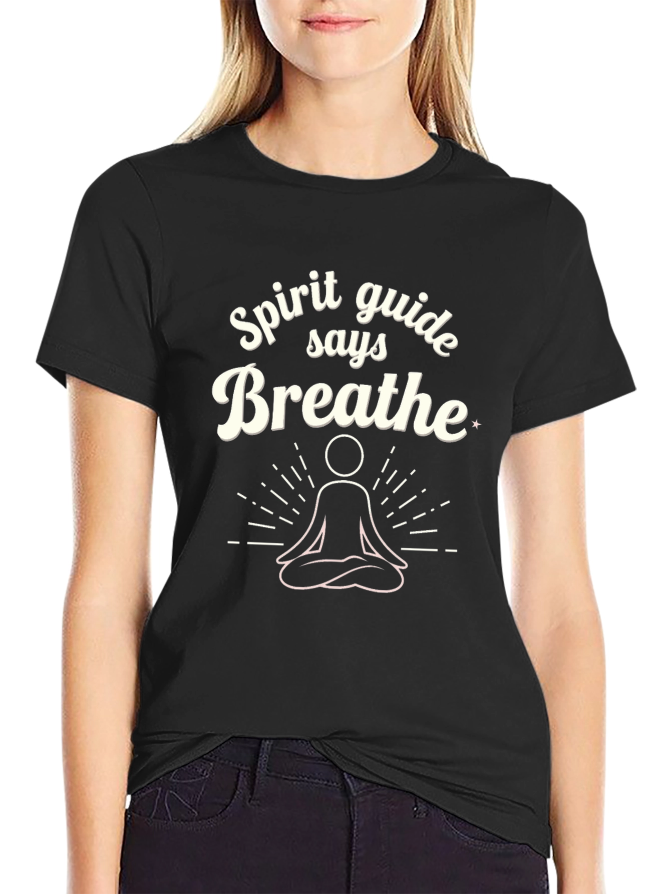 Spirit Guide Says Breathe Graphic Tee Black Cotton