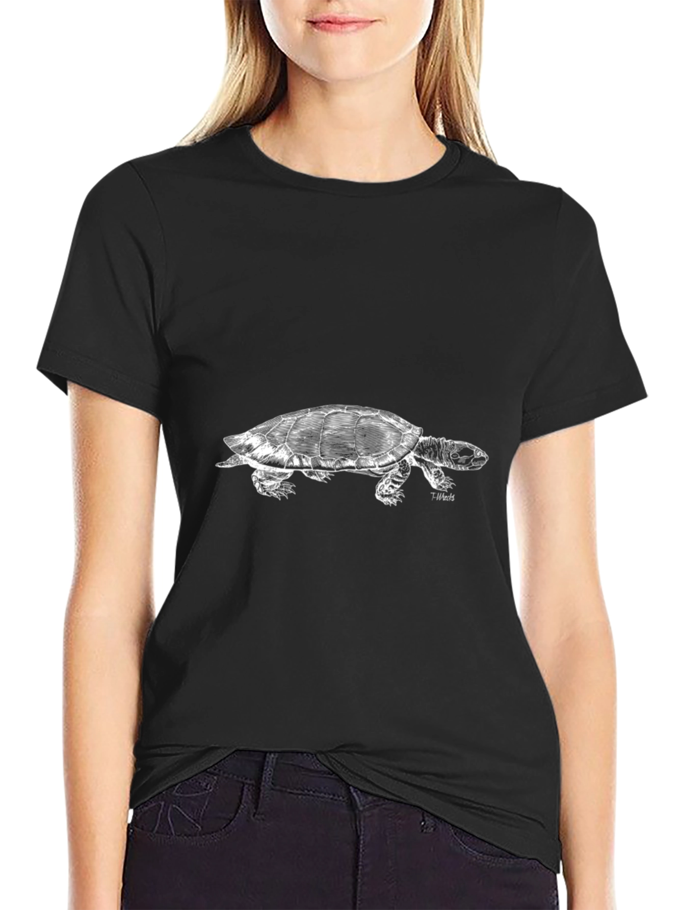 Black Turtle Graphic Tee - Cool Animal Design