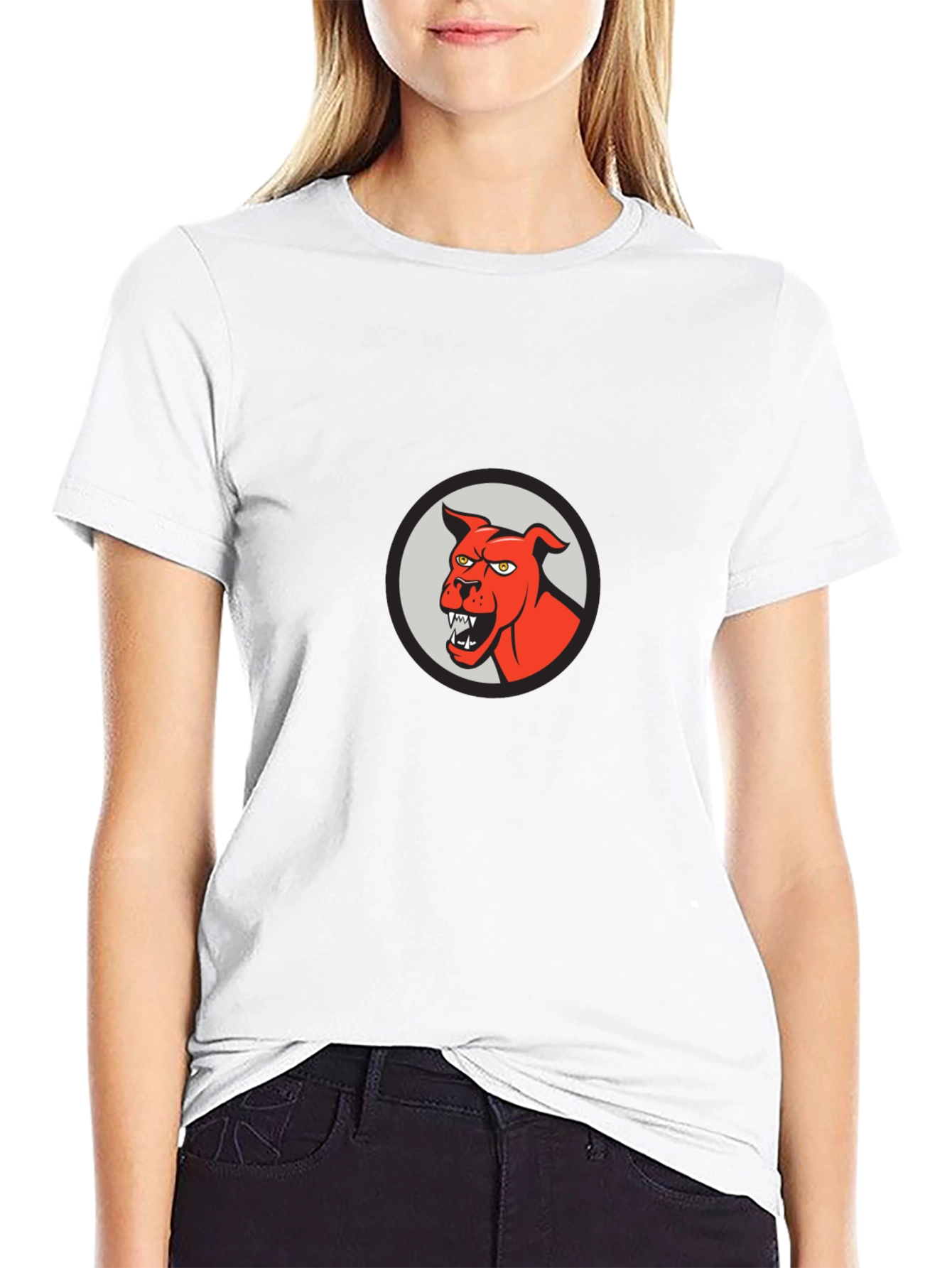 Mens Black T-Shirt - Red Angry Dog Graphic Tee