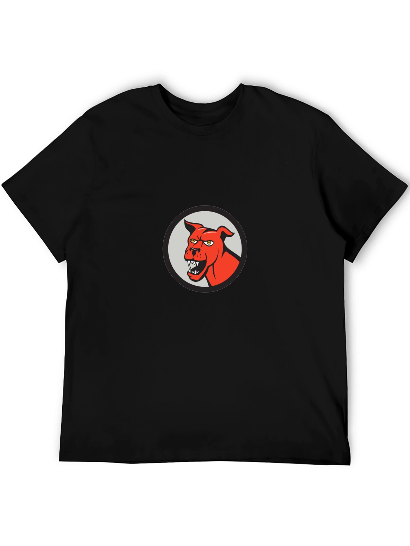 Mens Black T-Shirt - Red Angry Dog Graphic Tee