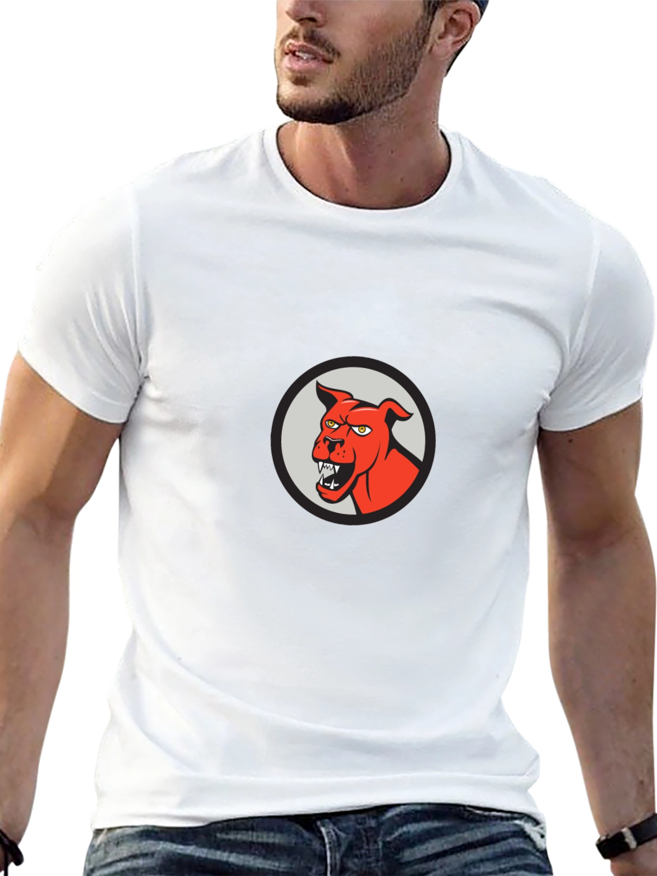 Mens Black T-Shirt - Red Angry Dog Graphic Tee