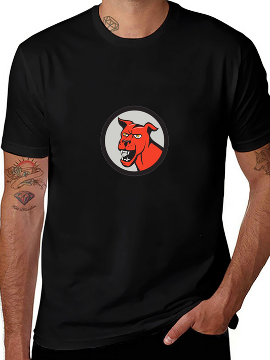 Mens Black T-Shirt - Red Angry Dog Graphic Tee