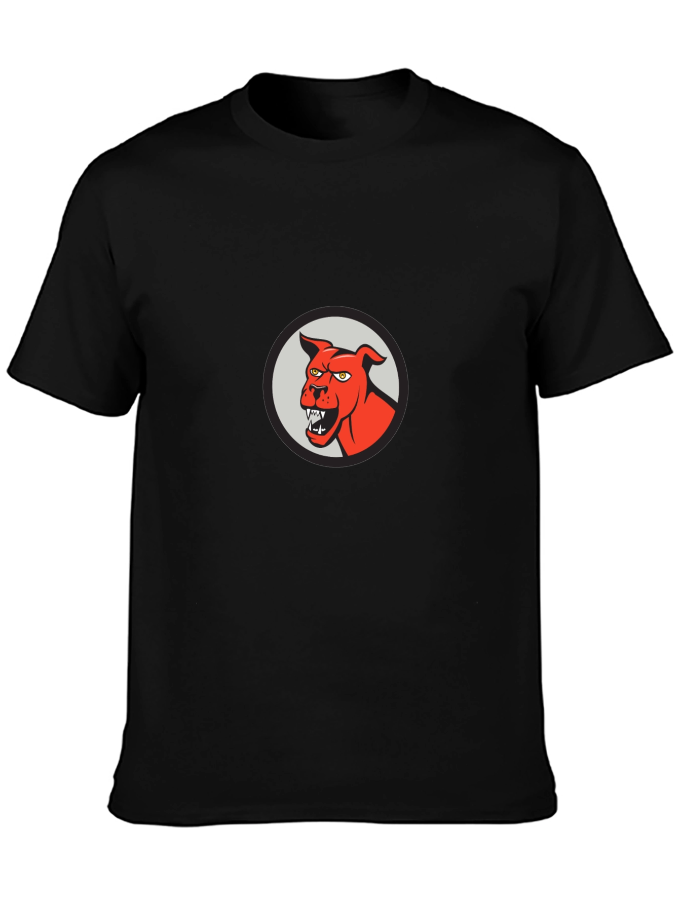 Mens Black T-Shirt - Red Angry Dog Graphic Tee