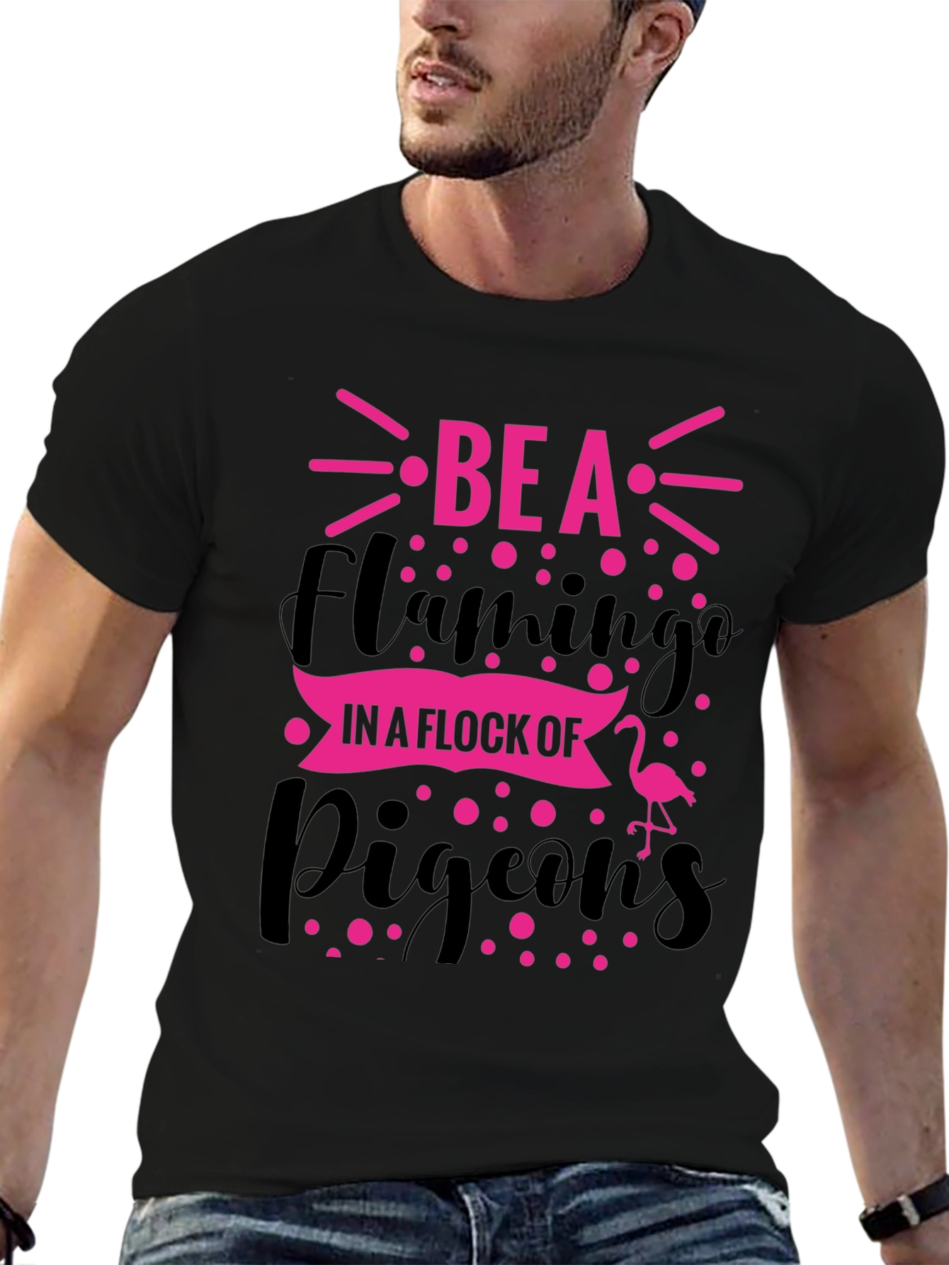 Be a Flamingo Graphic Tee - Black T-Shirt