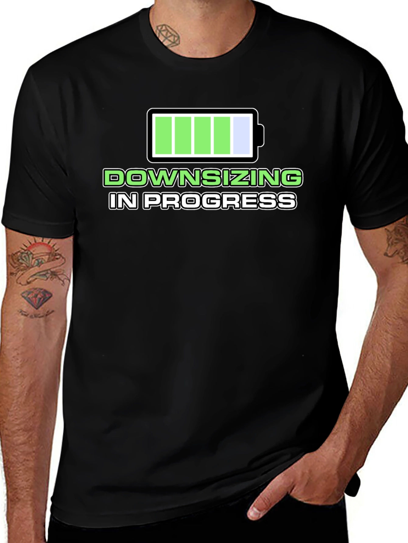 Downsizing in Progress T-Shirt - Funny Graphic Tee