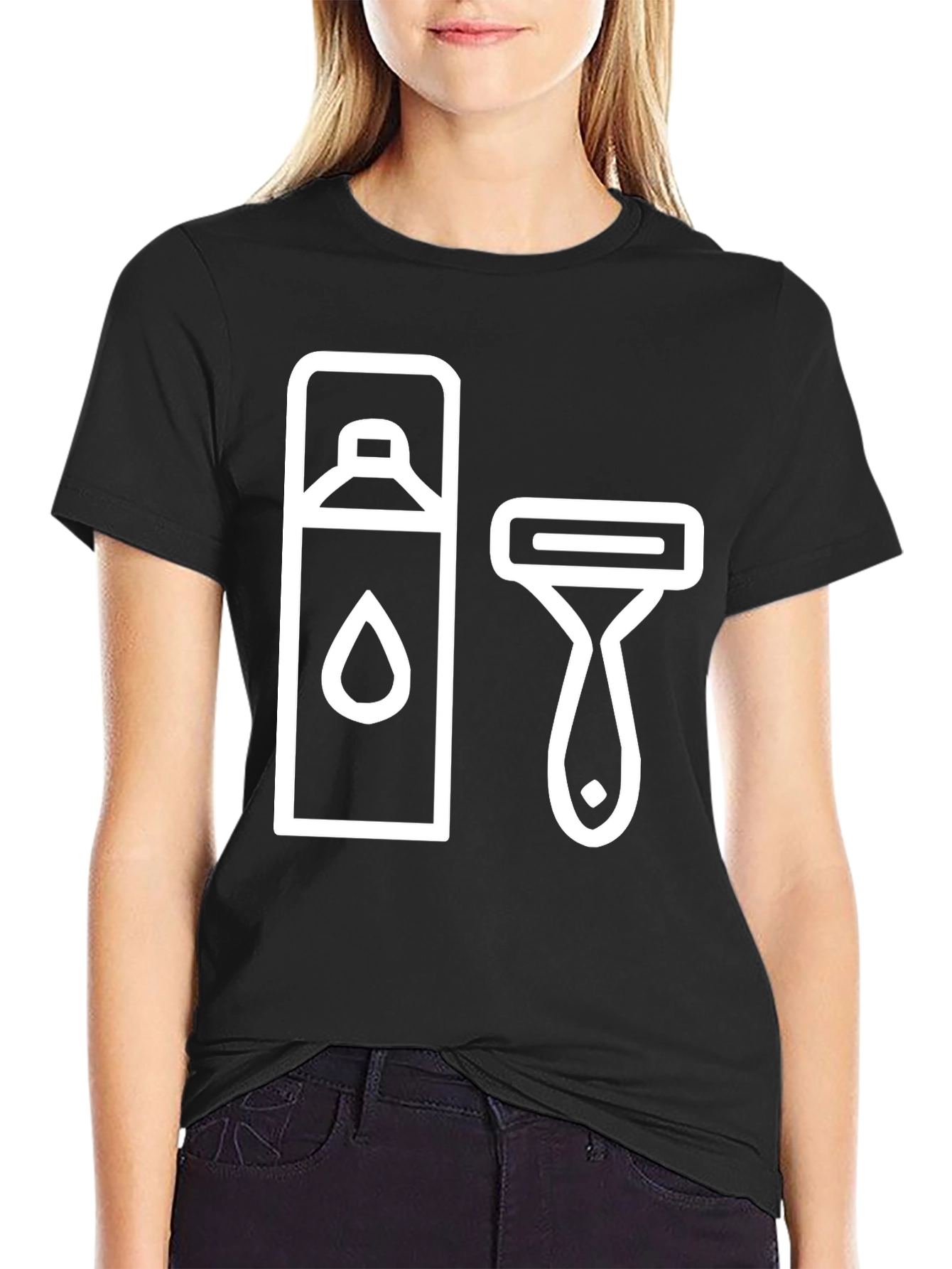 Mens Black T-Shirt with Shaving Icon