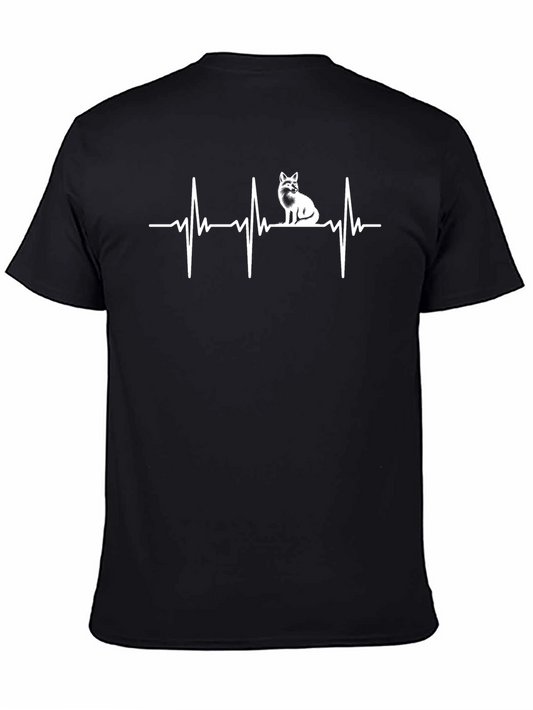 Cat Heartbeat Graphic Tee - Mens Black T-Shirt