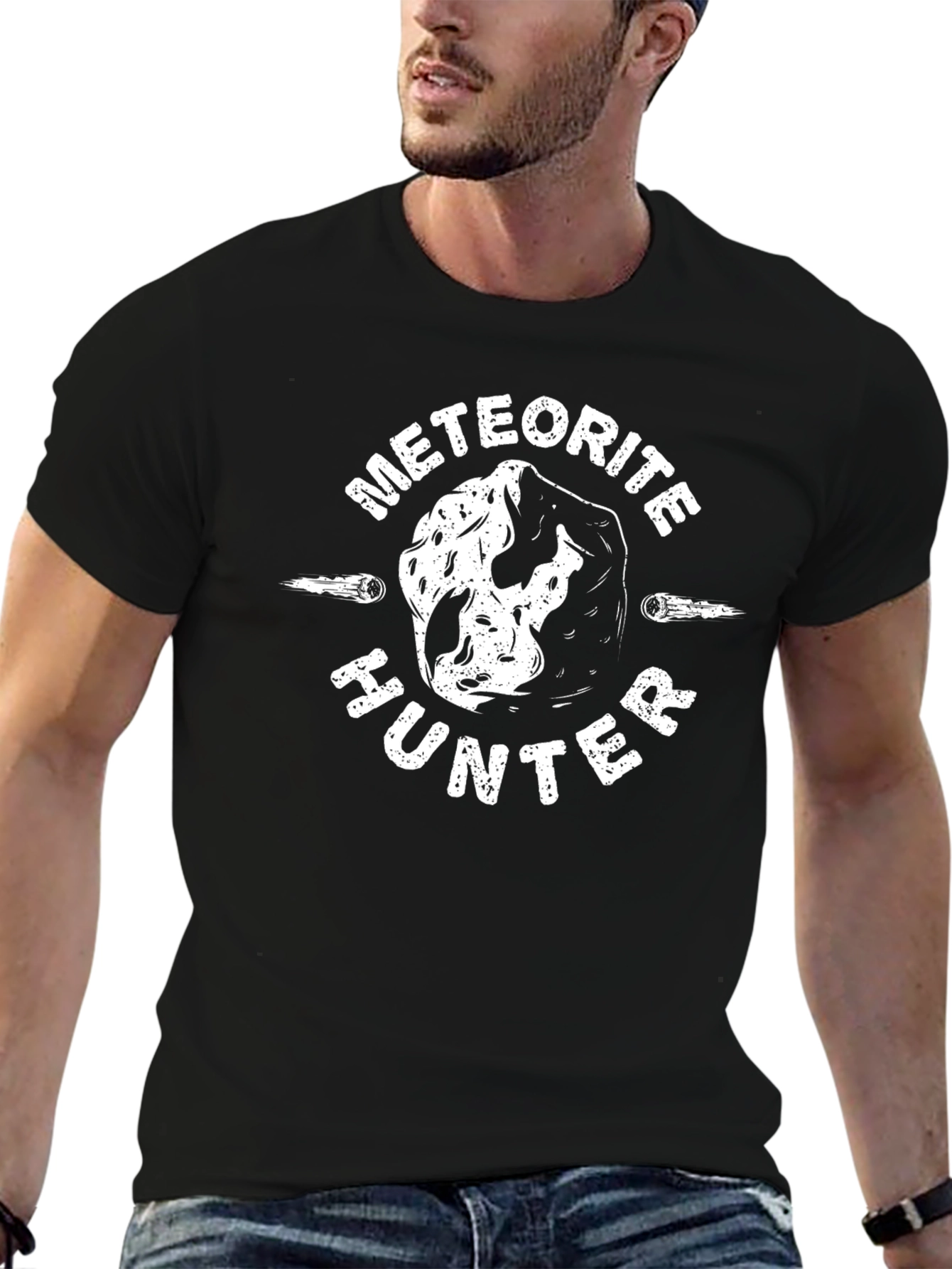Meteorite Hunter Graphic Tee - Black Cotton T-Shirt