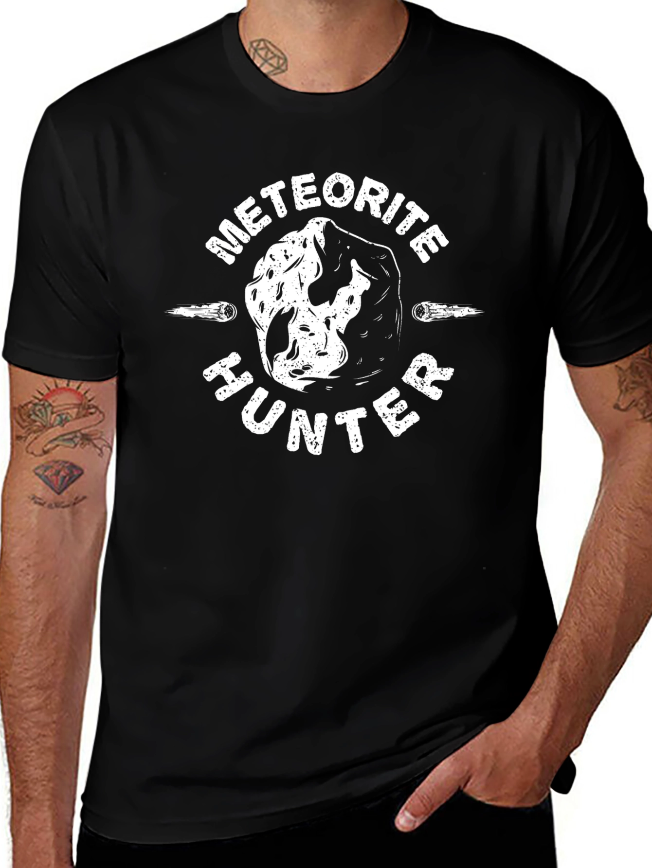 Meteorite Hunter Graphic Tee - Black Cotton T-Shirt