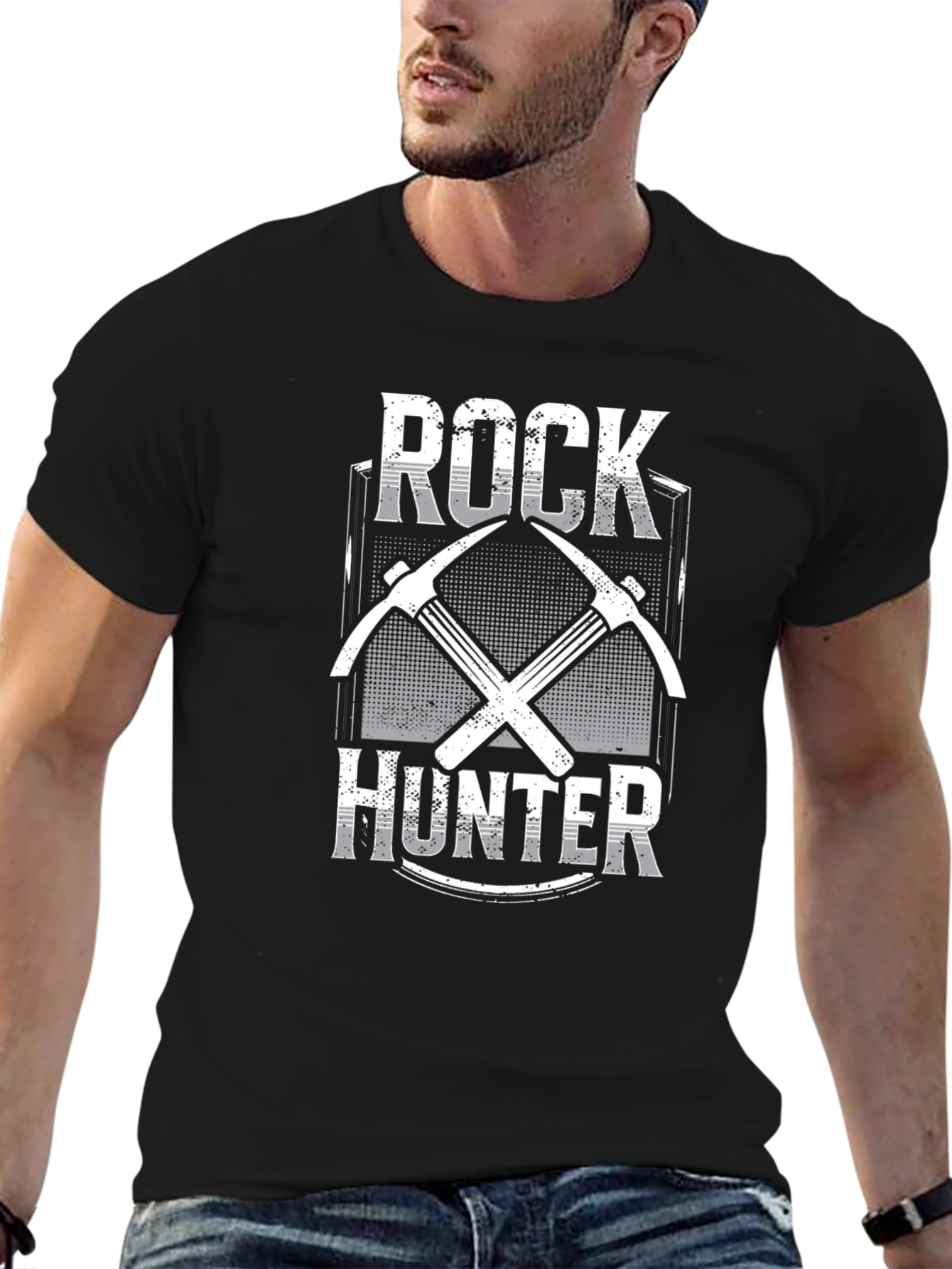 Rock Hunter Graphic Tee - Black Cotton T-Shirt