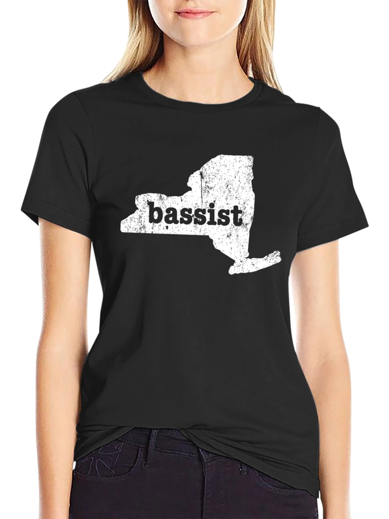 Bassist NY State Graphic Print Black T-Shirt