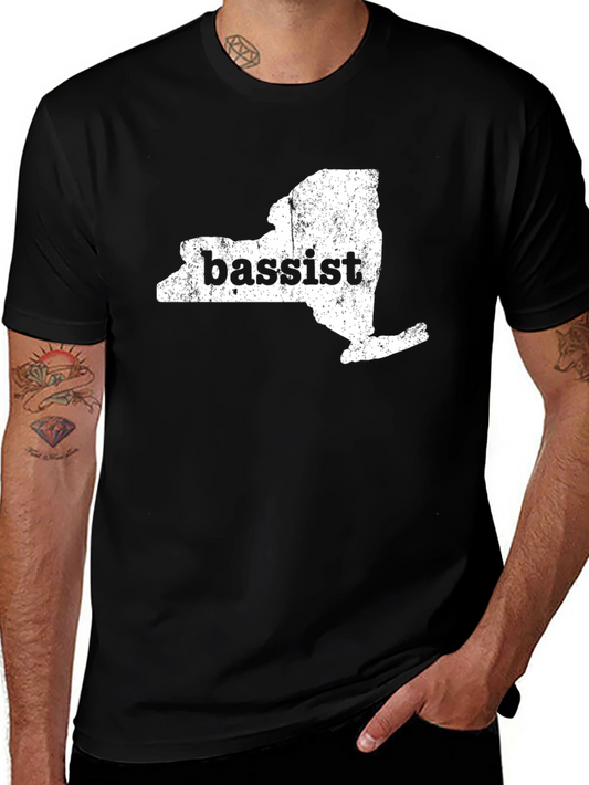 Bassist NY State Graphic Print Black T-Shirt