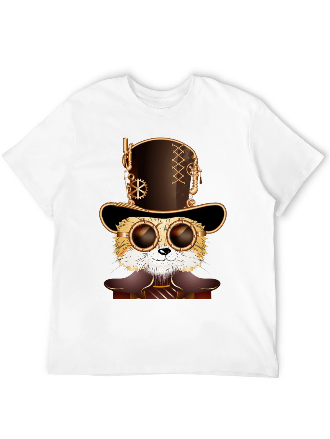 Steampunk Cat T-Shirt - Stylish Feline Design