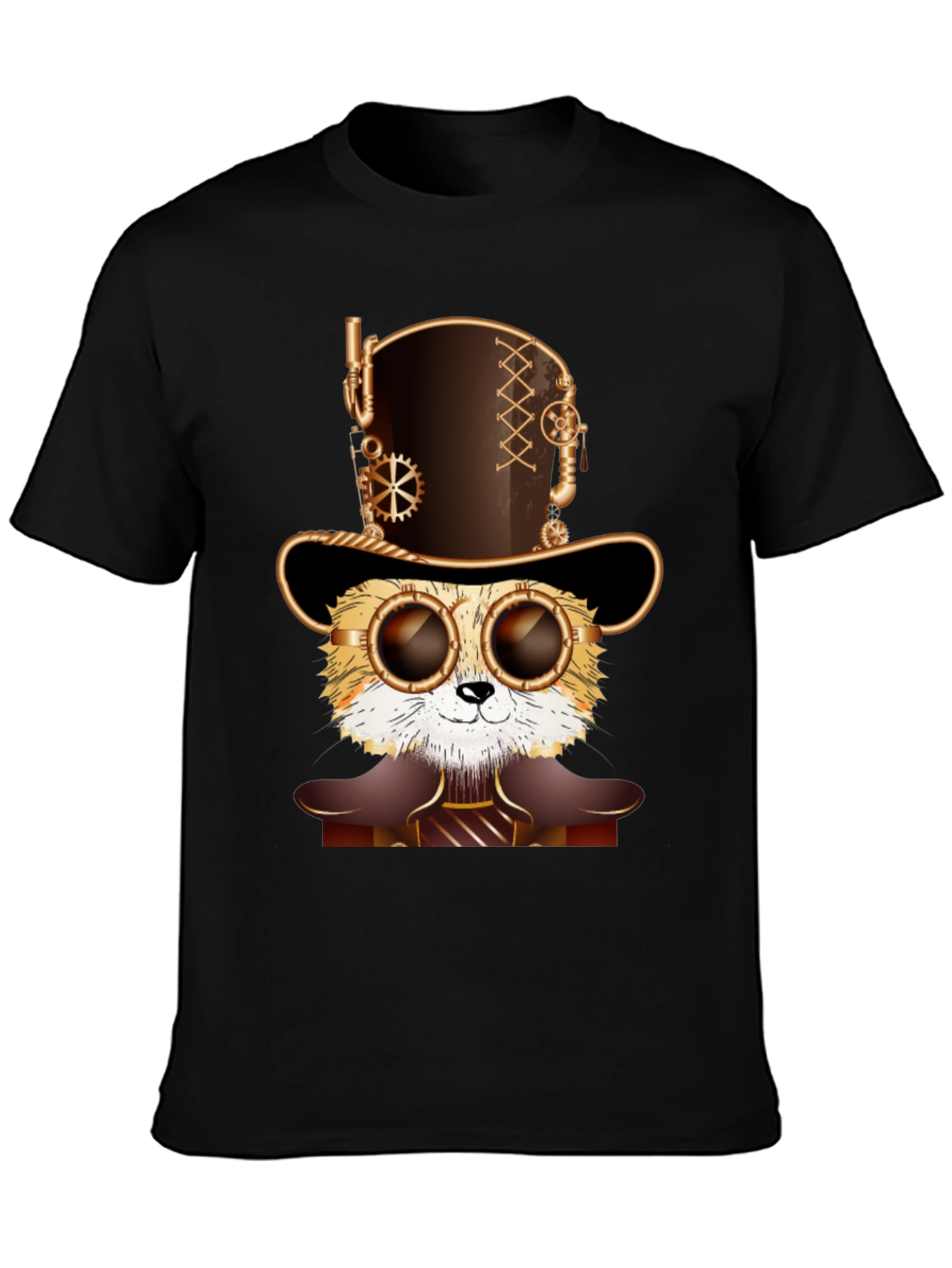Steampunk Cat T-Shirt - Stylish Feline Design