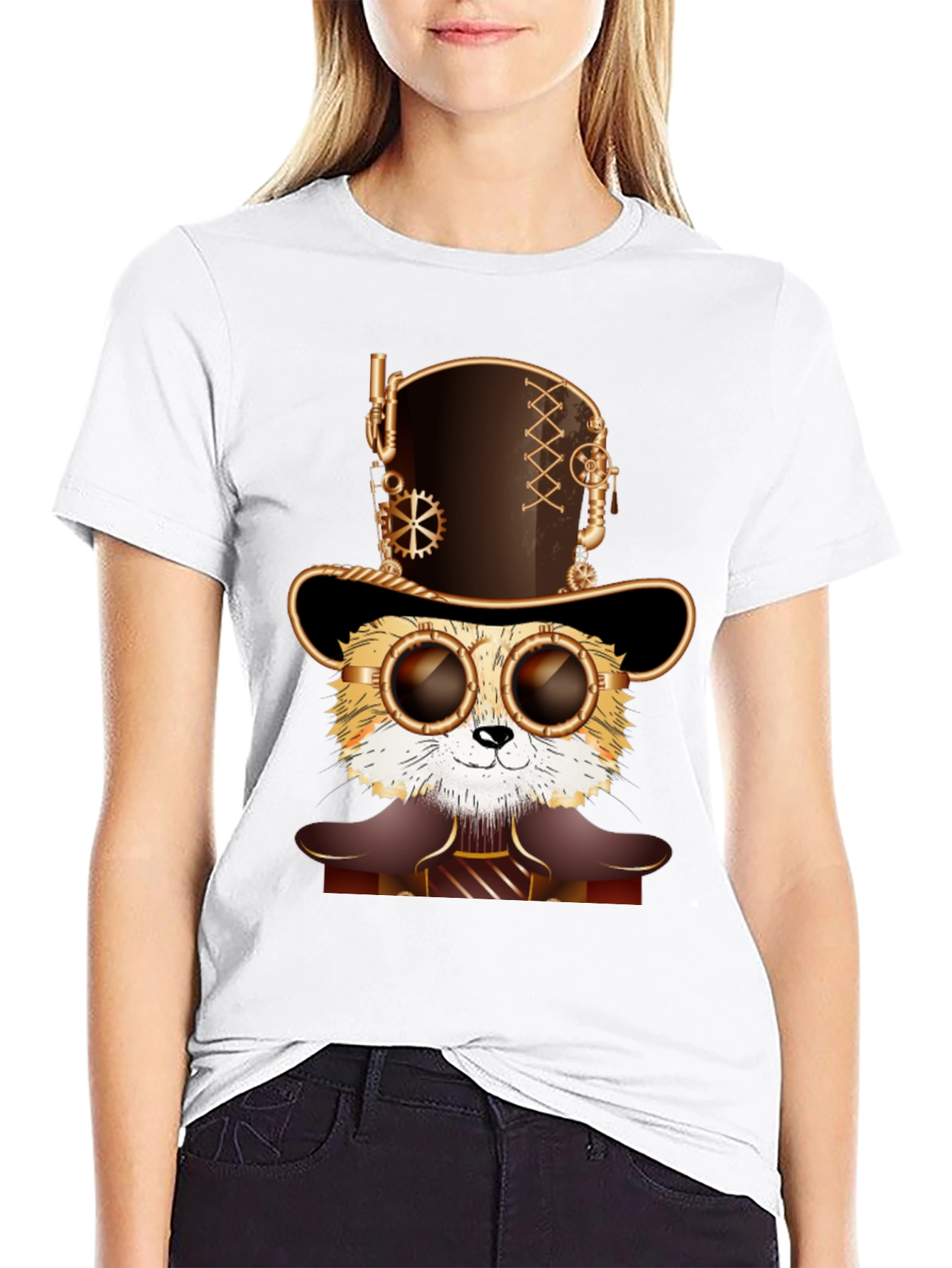 Steampunk Cat T-Shirt - Stylish Feline Design