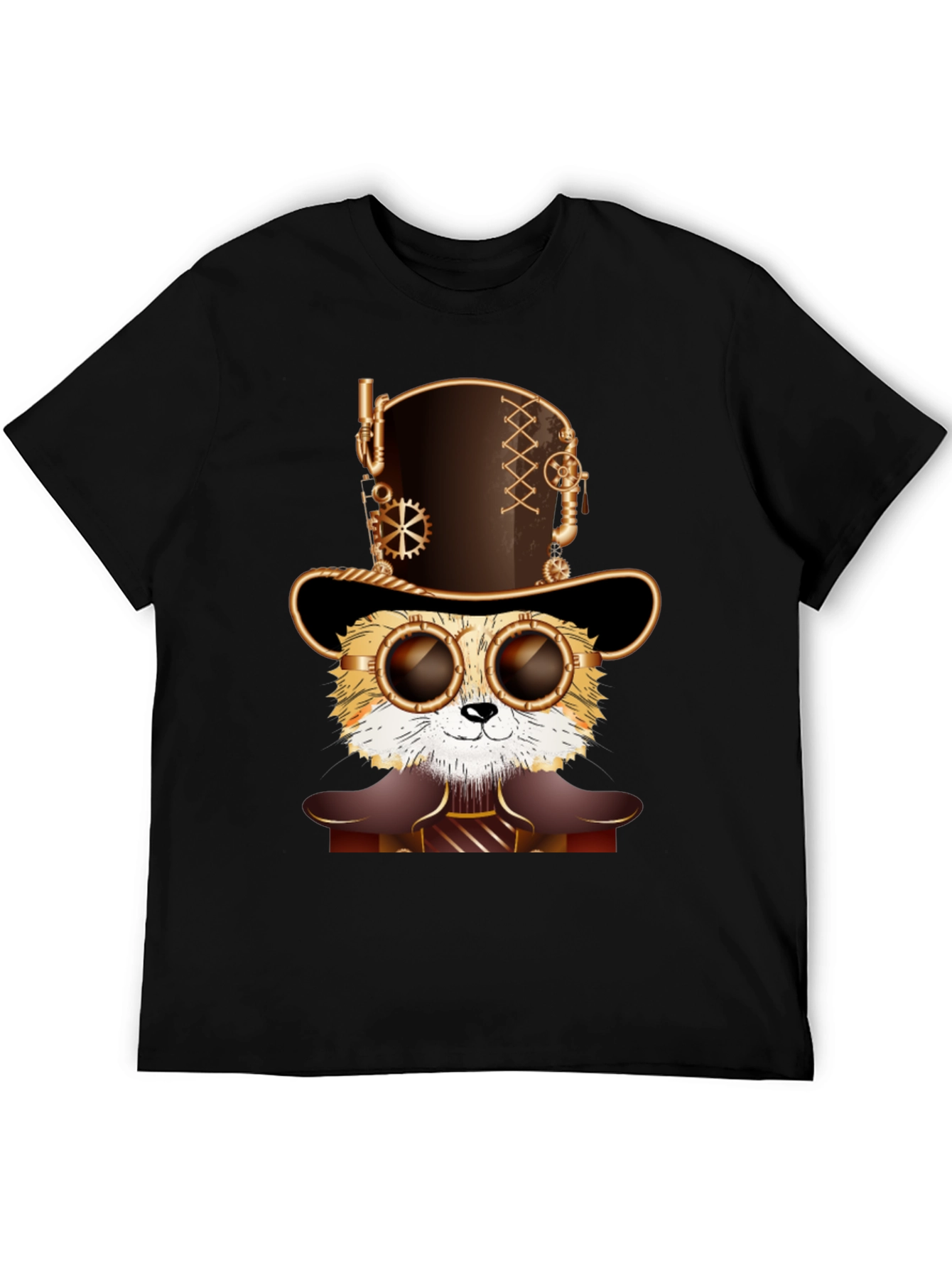 Steampunk Cat T-Shirt - Stylish Feline Design