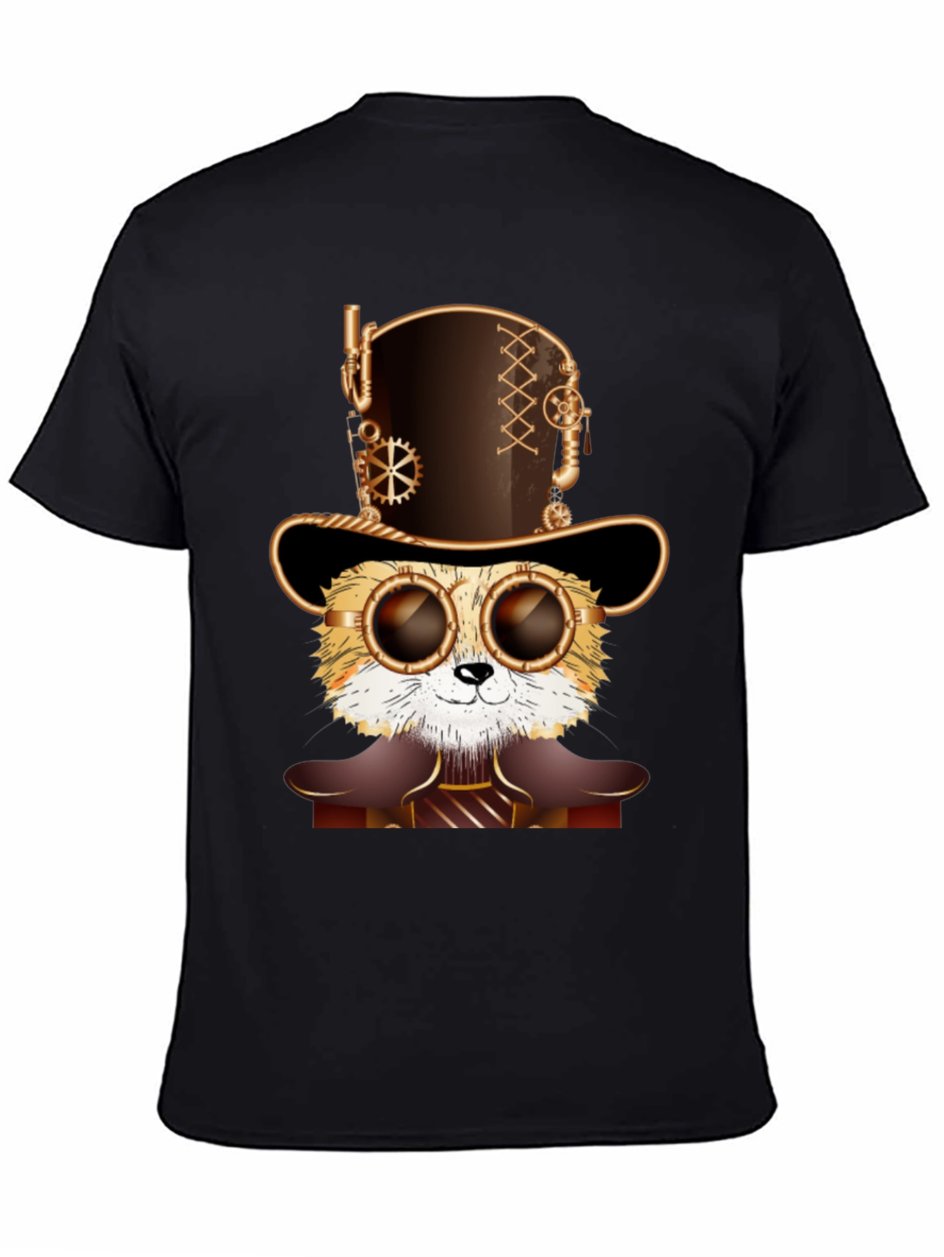 Steampunk Cat T-Shirt - Stylish Feline Design