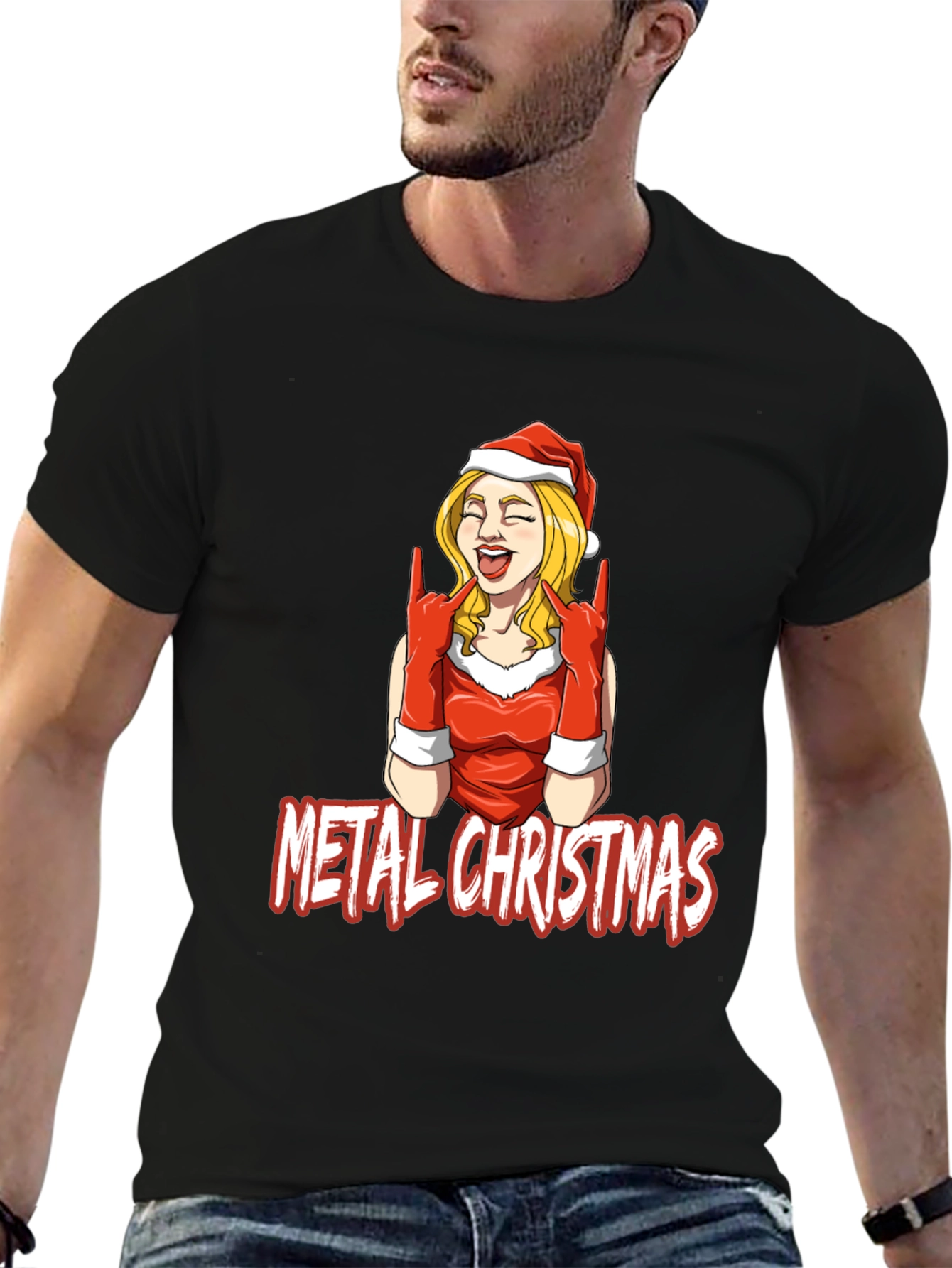 Metal Christmas Graphic Tee - Rocking Holiday Style