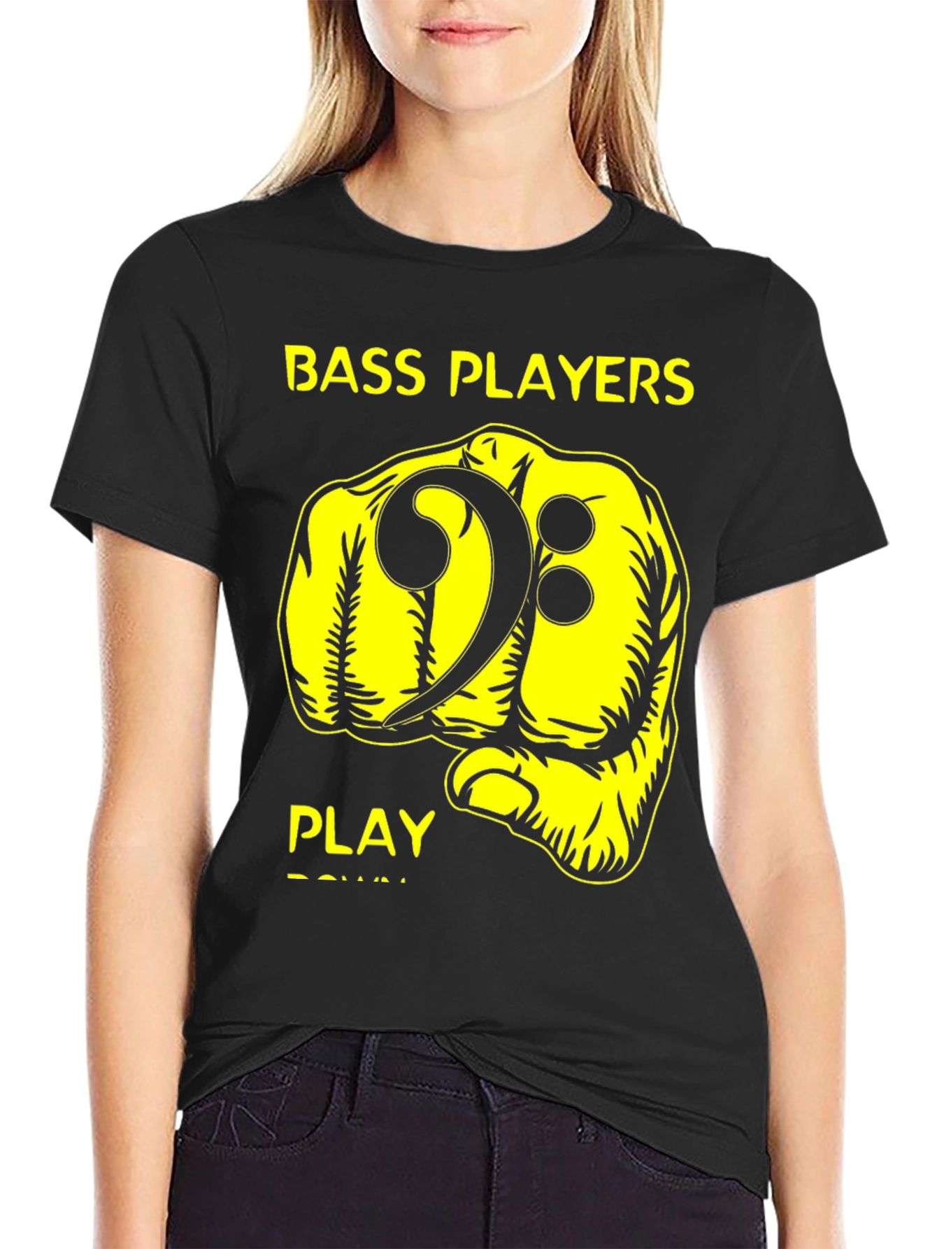 Bass Players Fist Bump Black Graphic T-Shirt