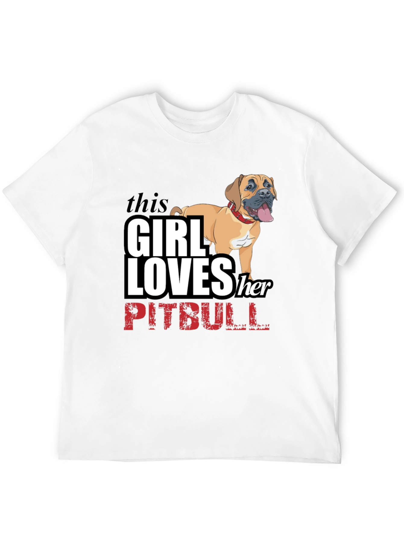 Girl Loves Her Pitbull Black T-Shirt