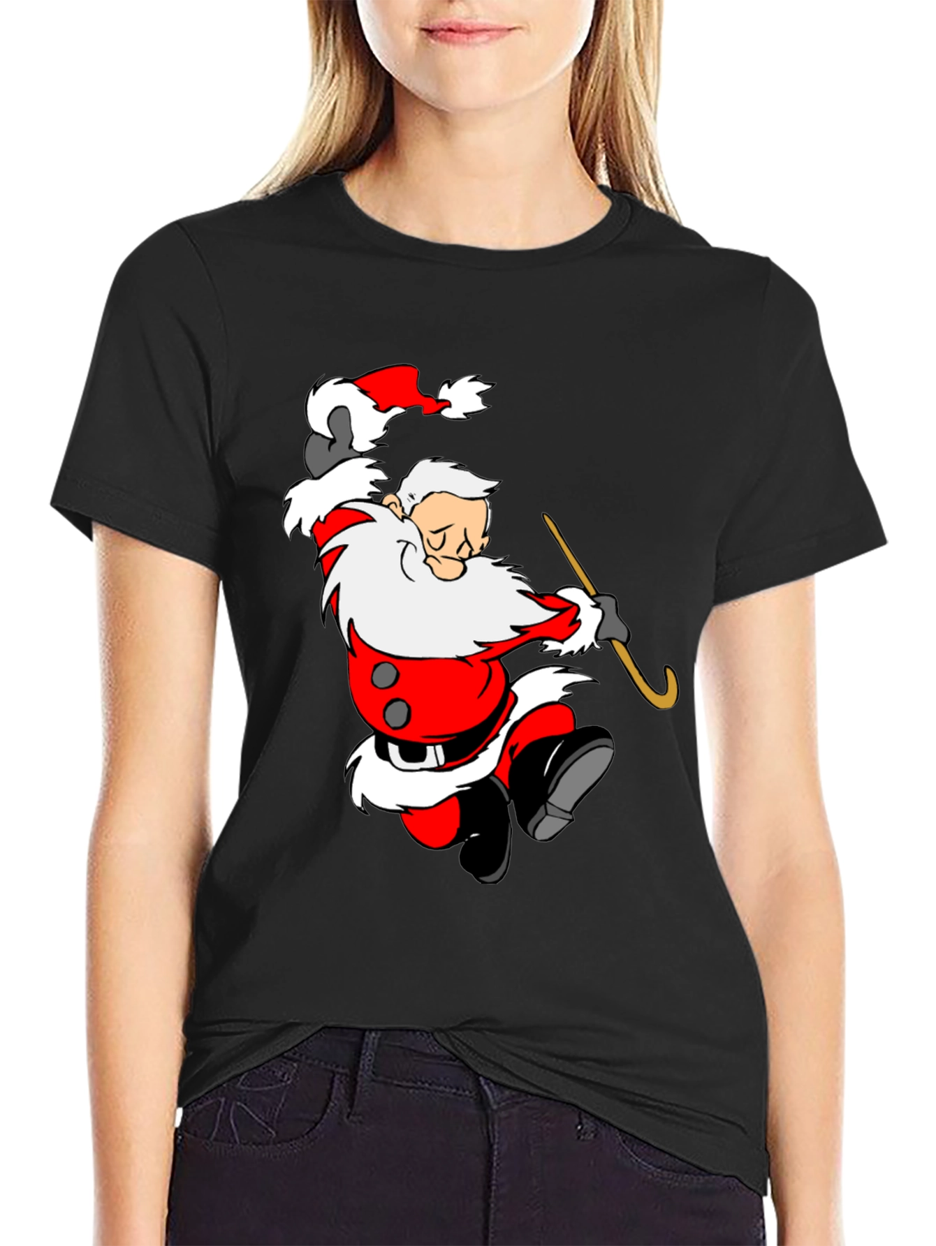 Cartoon Santa Graphic T-Shirt