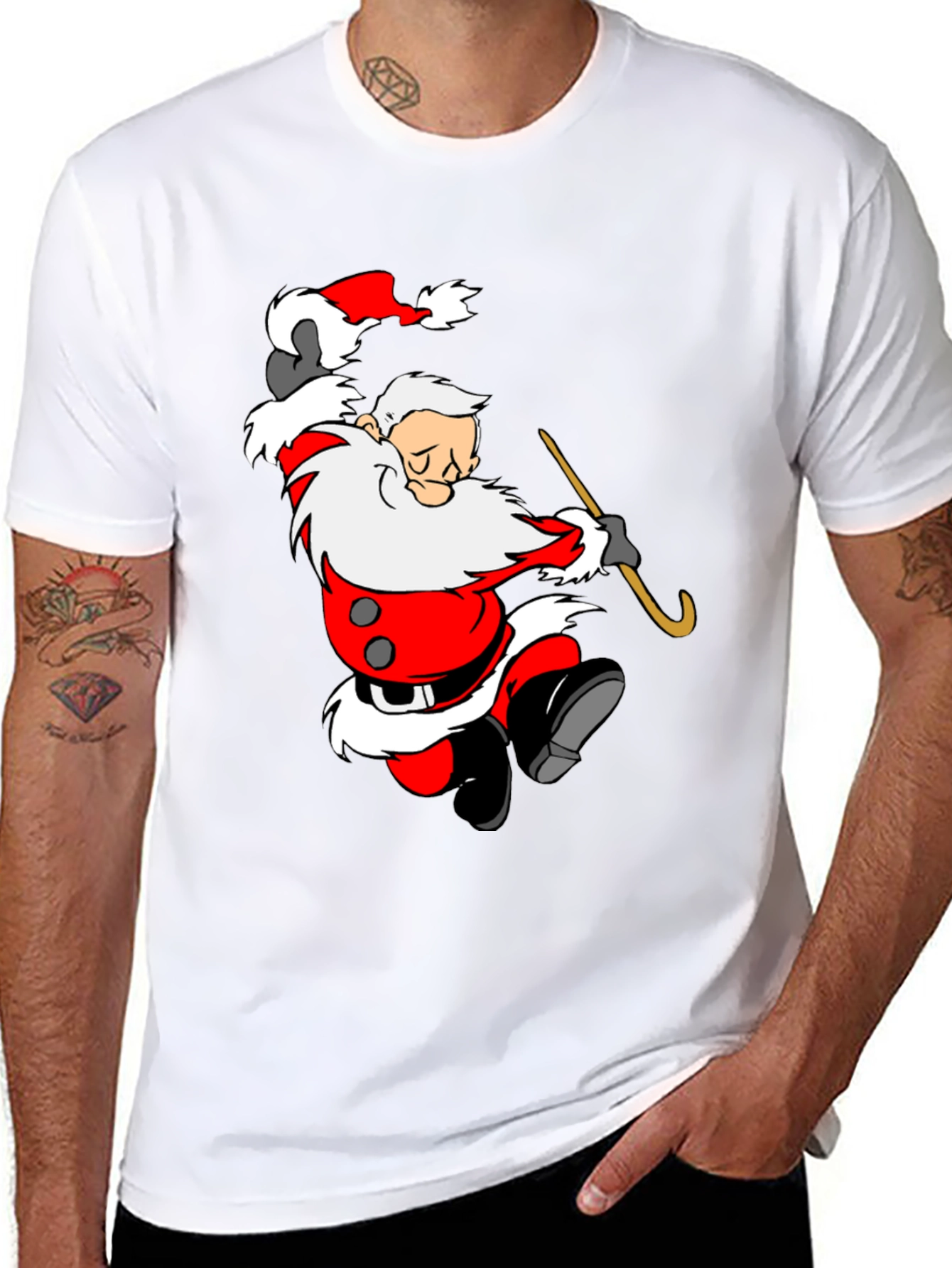 Cartoon Santa Graphic T-Shirt