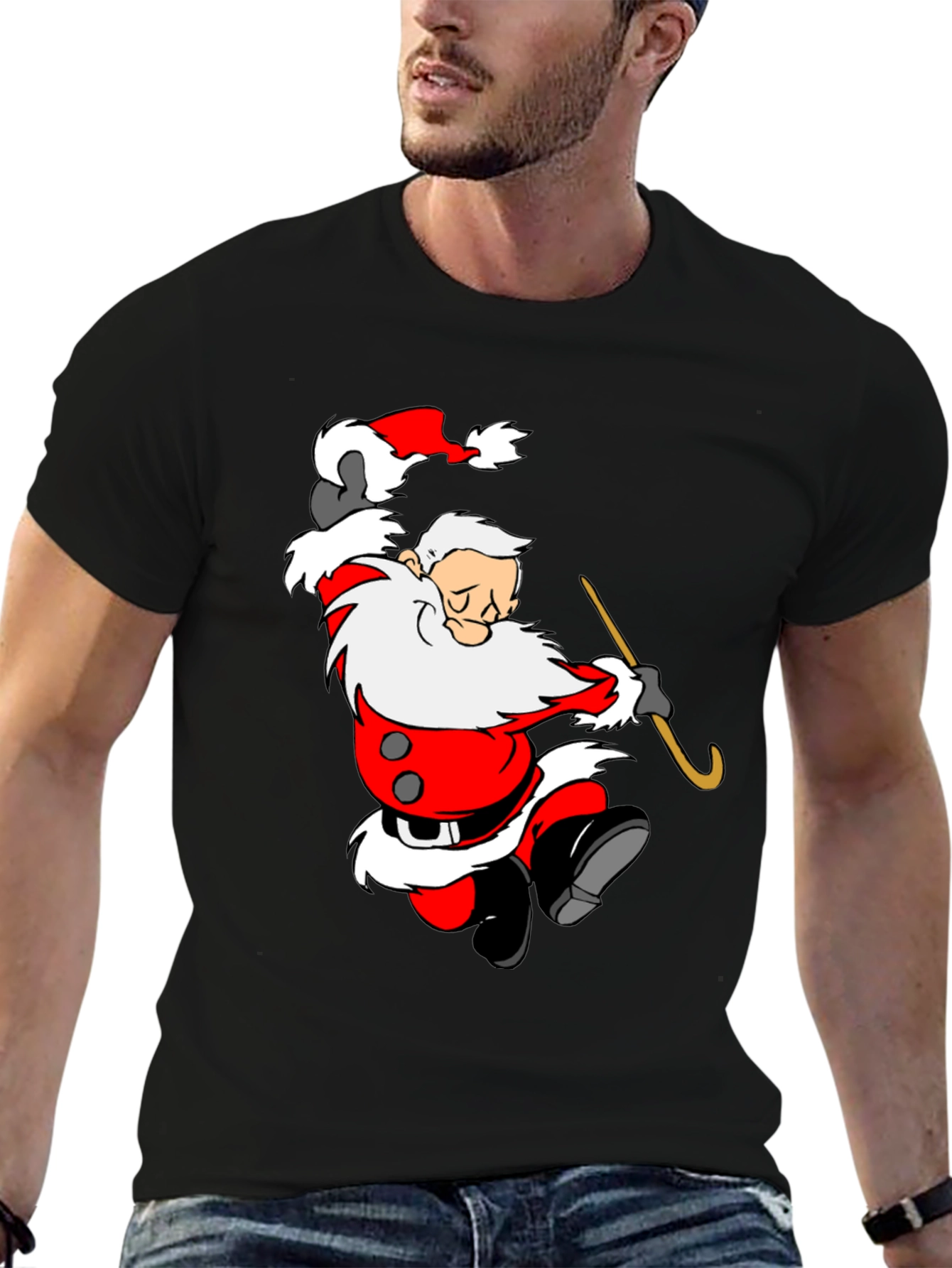 Cartoon Santa Graphic T-Shirt