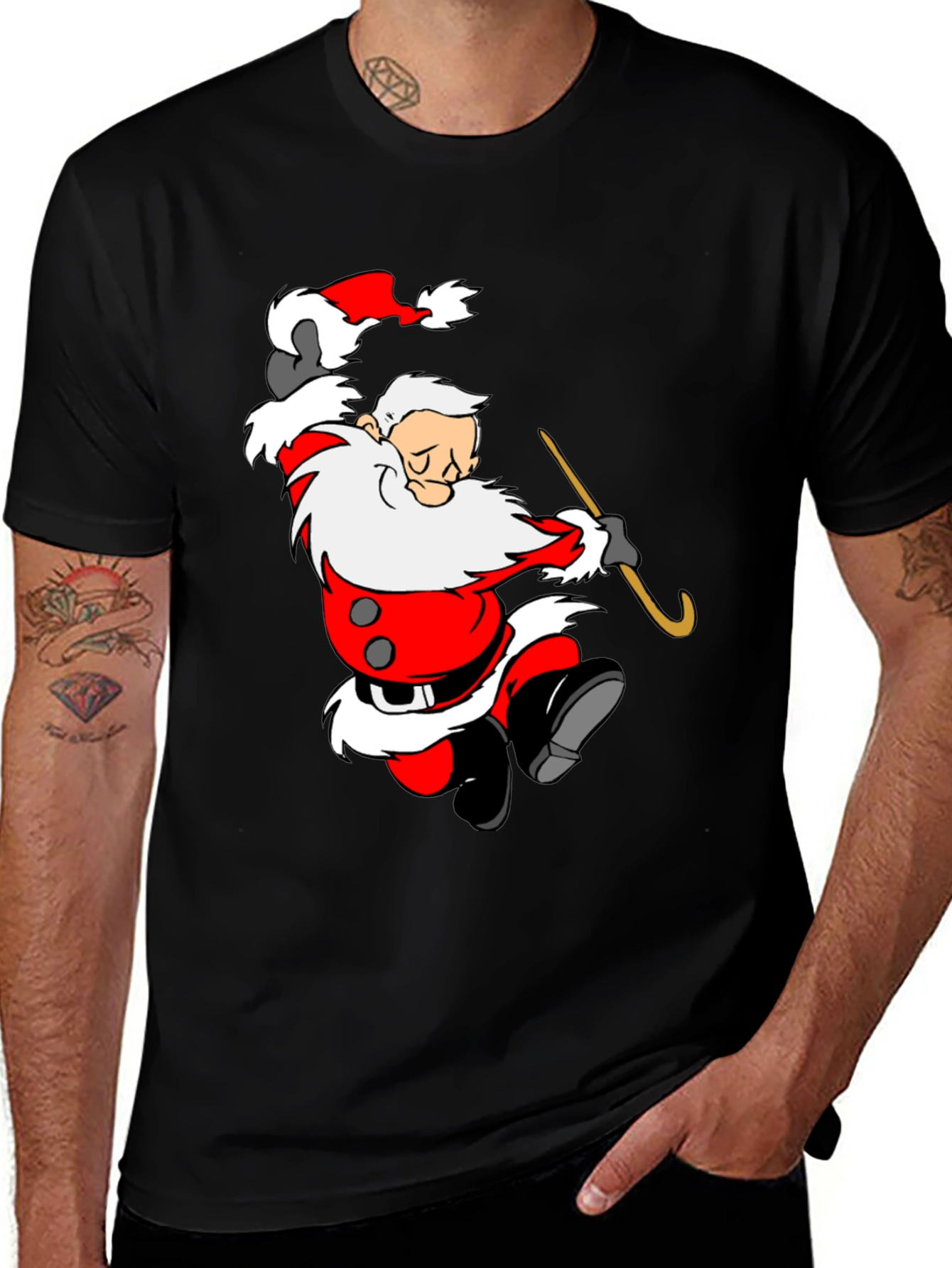 Cartoon Santa Graphic T-Shirt