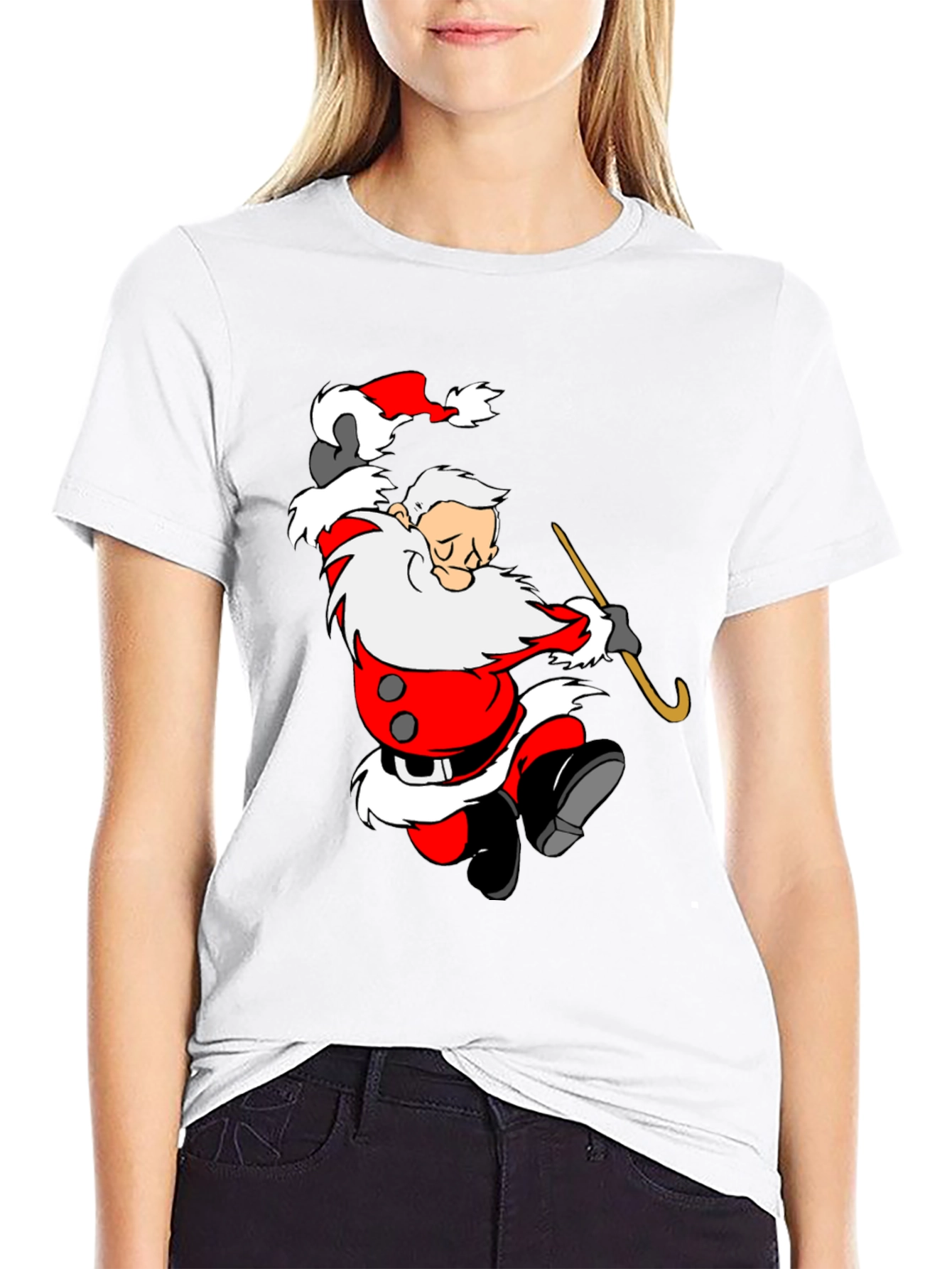 Cartoon Santa Graphic T-Shirt