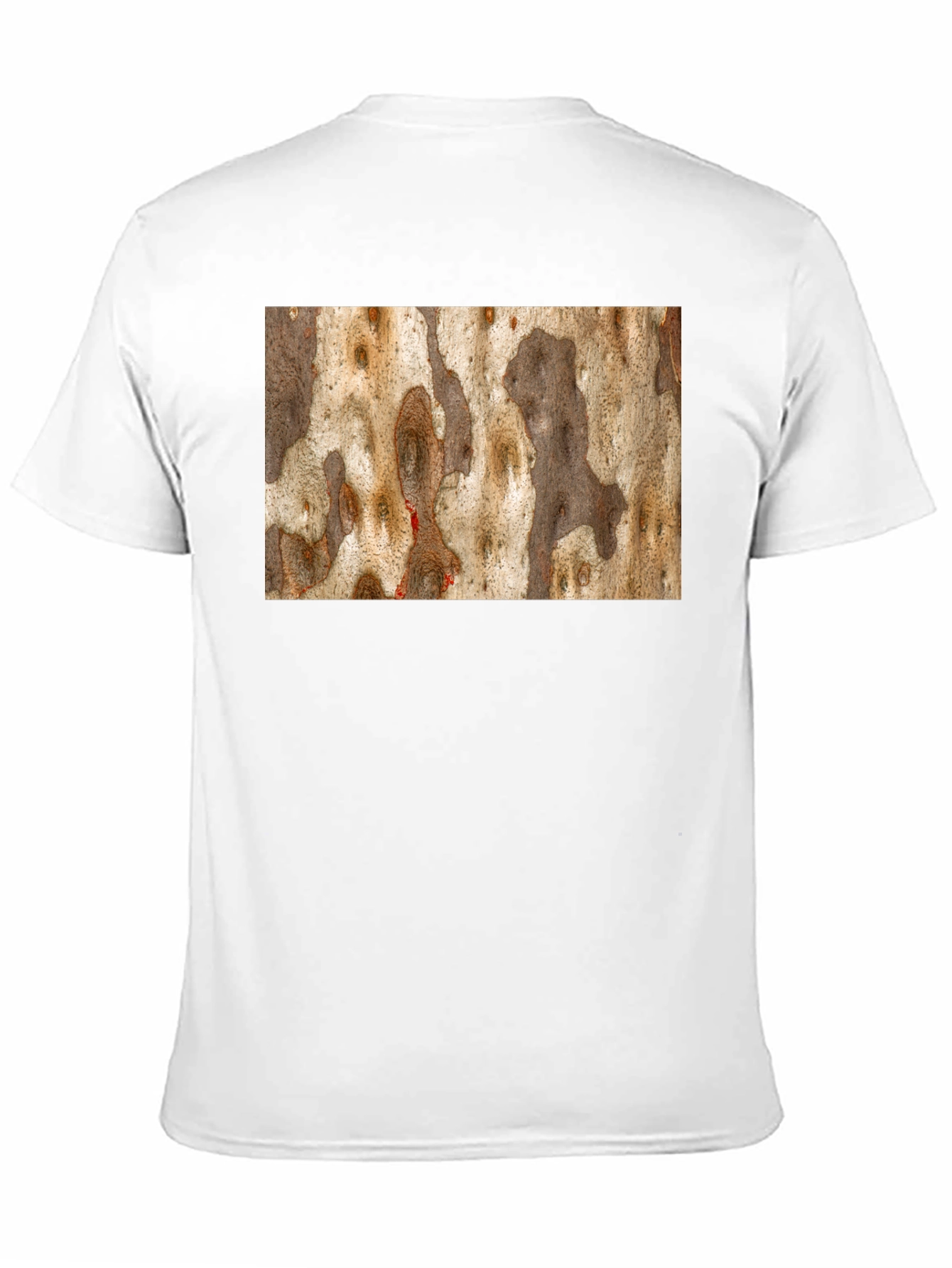 Unique Tree Bark Print Black T-Shirt