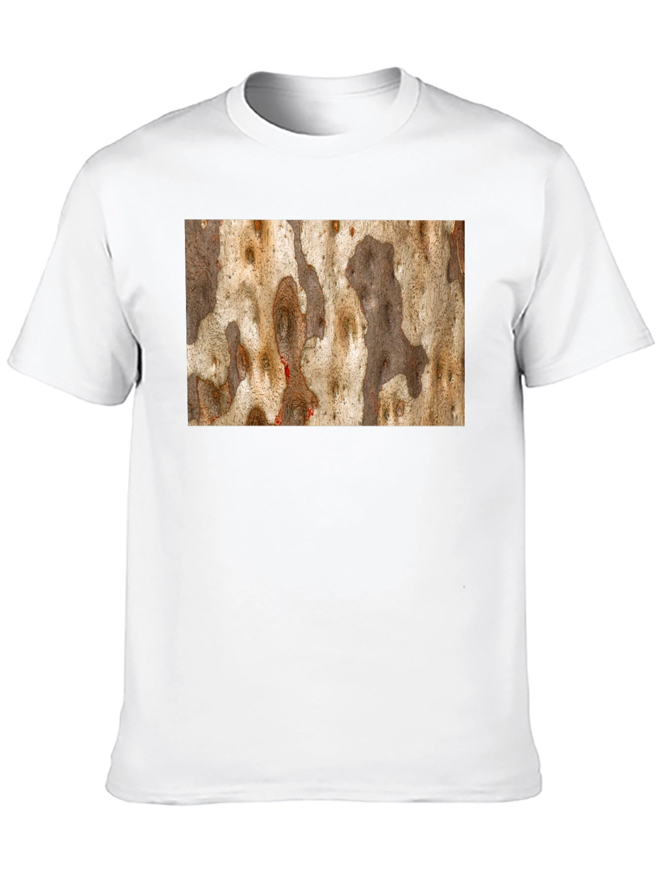 Unique Tree Bark Print Black T-Shirt
