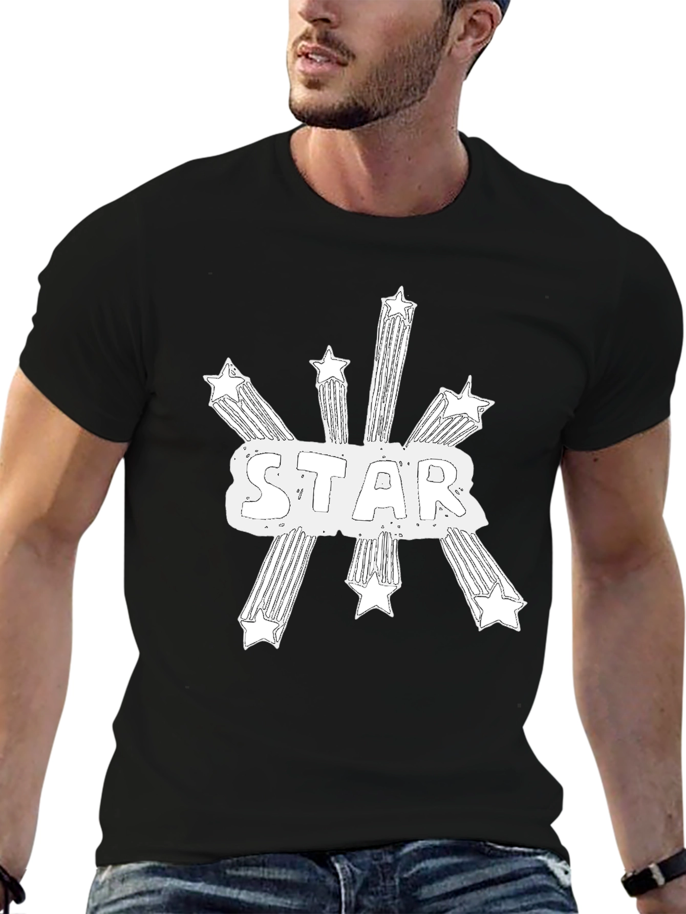 Starry Design Black Graphic Tee