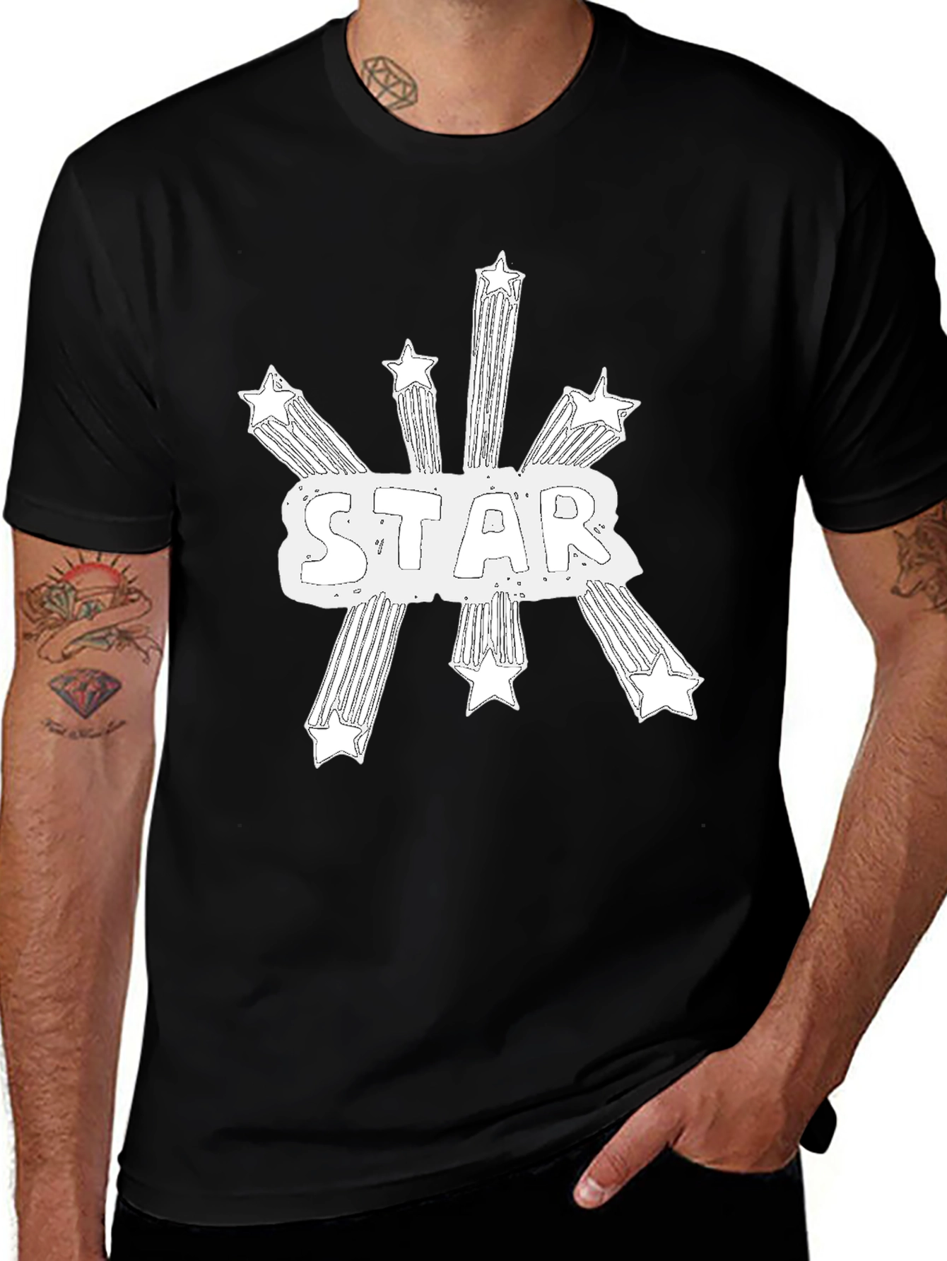 Starry Design Black Graphic Tee