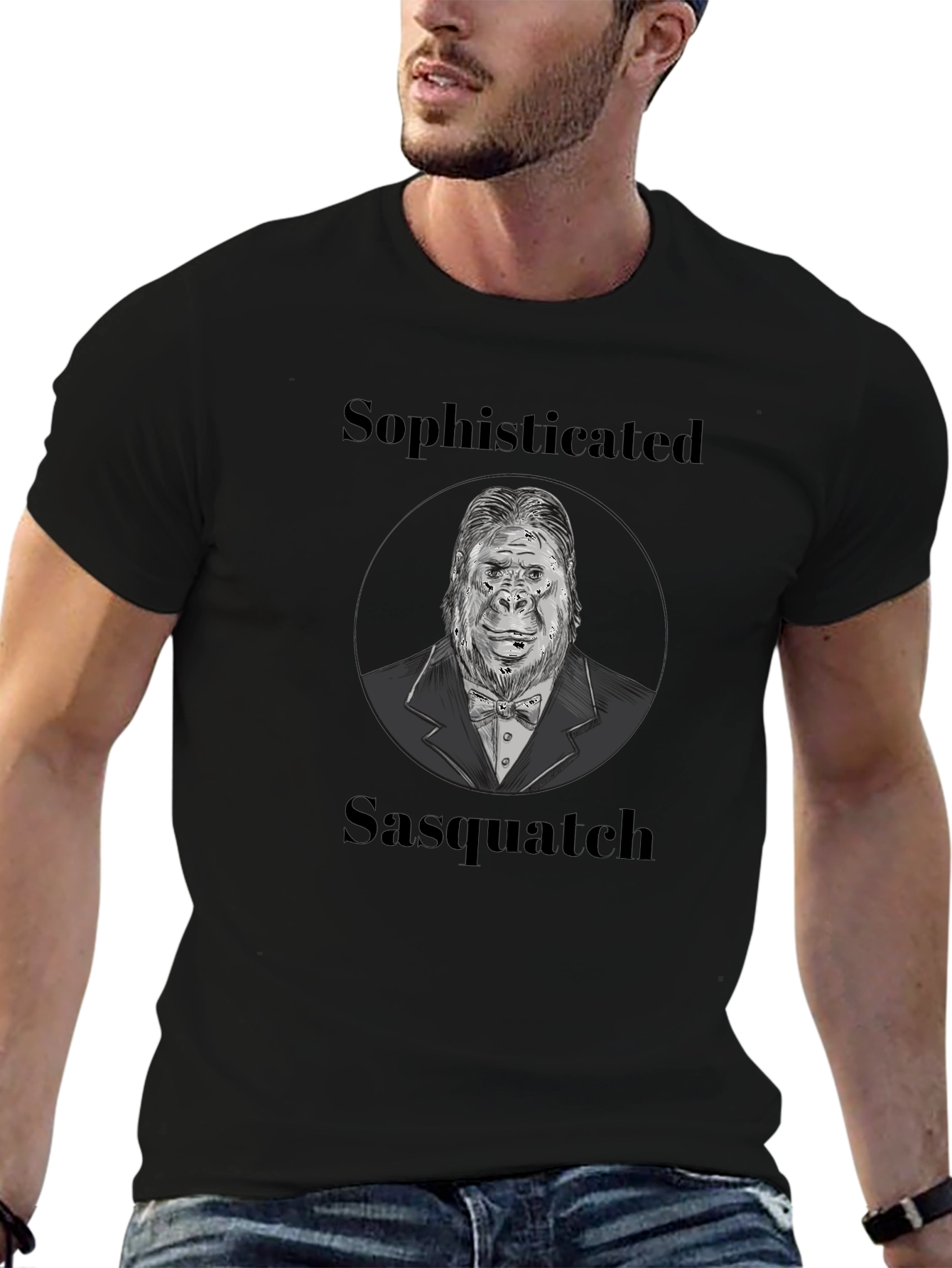 Sophisticated Sasquatch Graphic Tee - Black