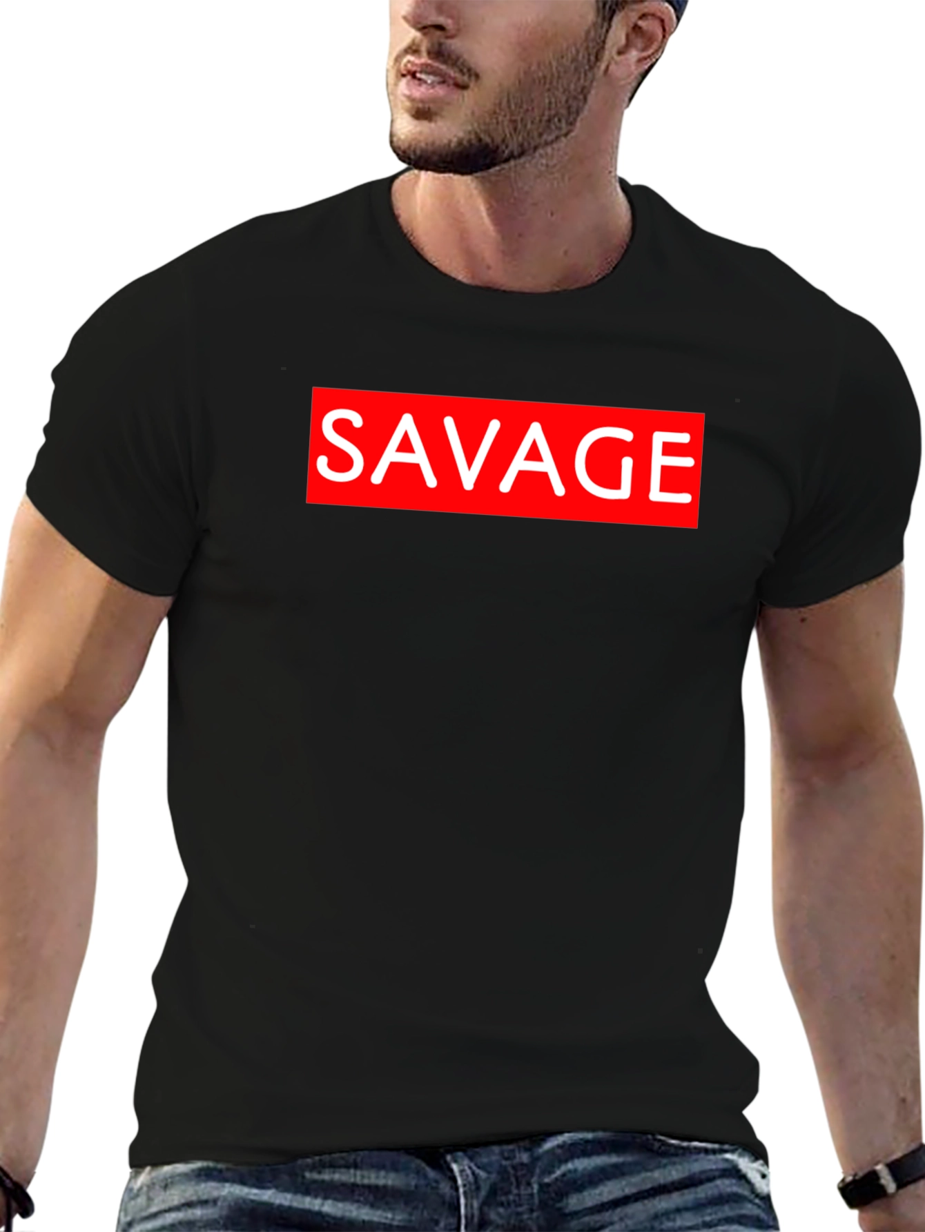Savage Graphic Tee - Black Crew Neck T-Shirt