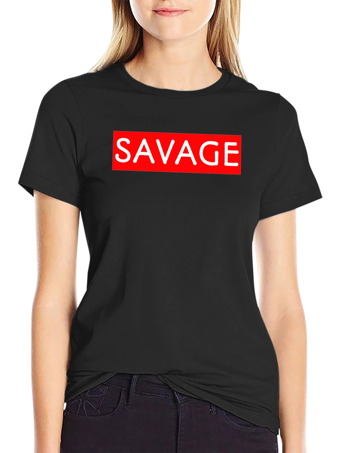 Savage Graphic Tee - Black Crew Neck T-Shirt