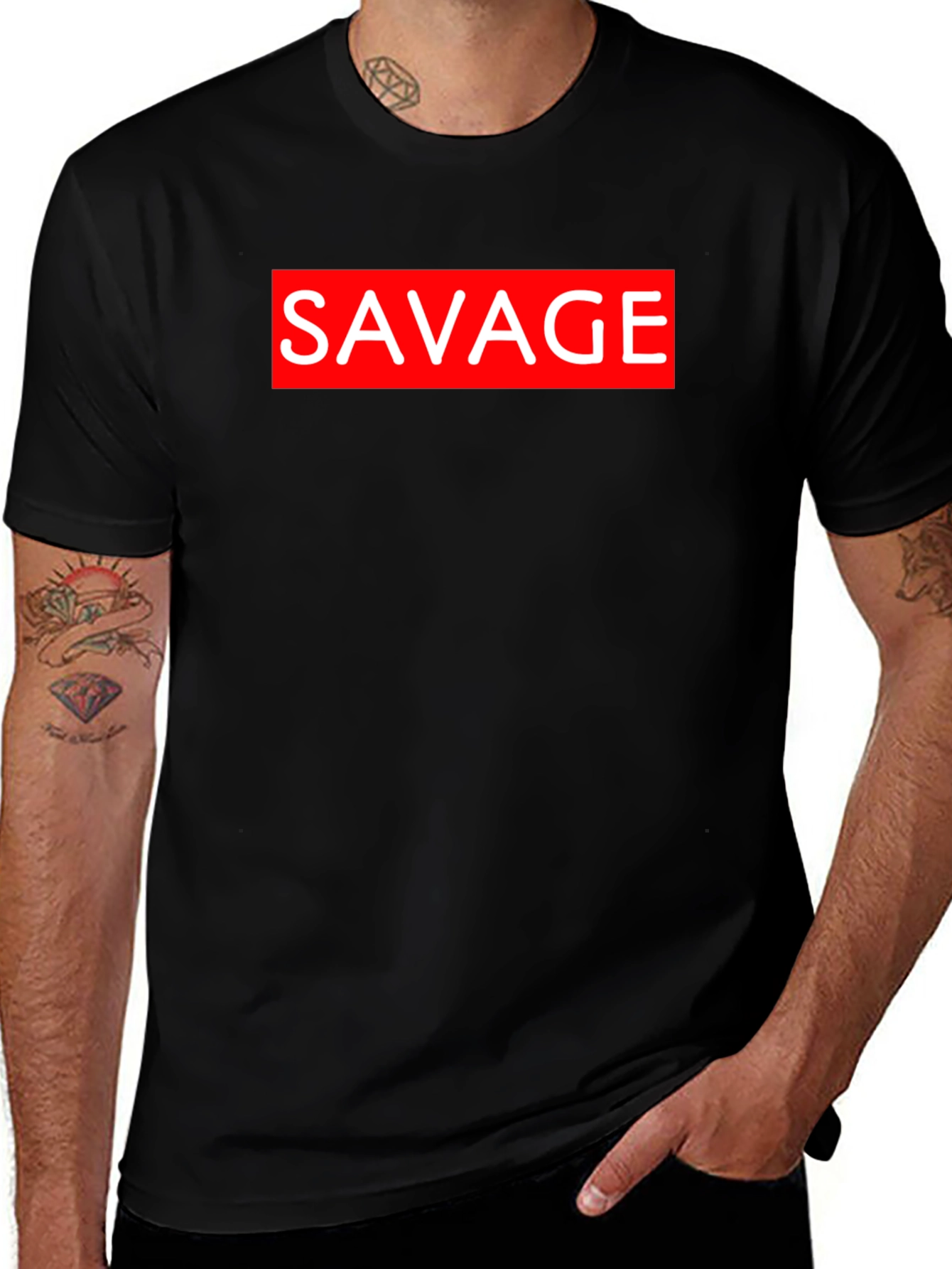Savage Graphic Tee - Black Crew Neck T-Shirt