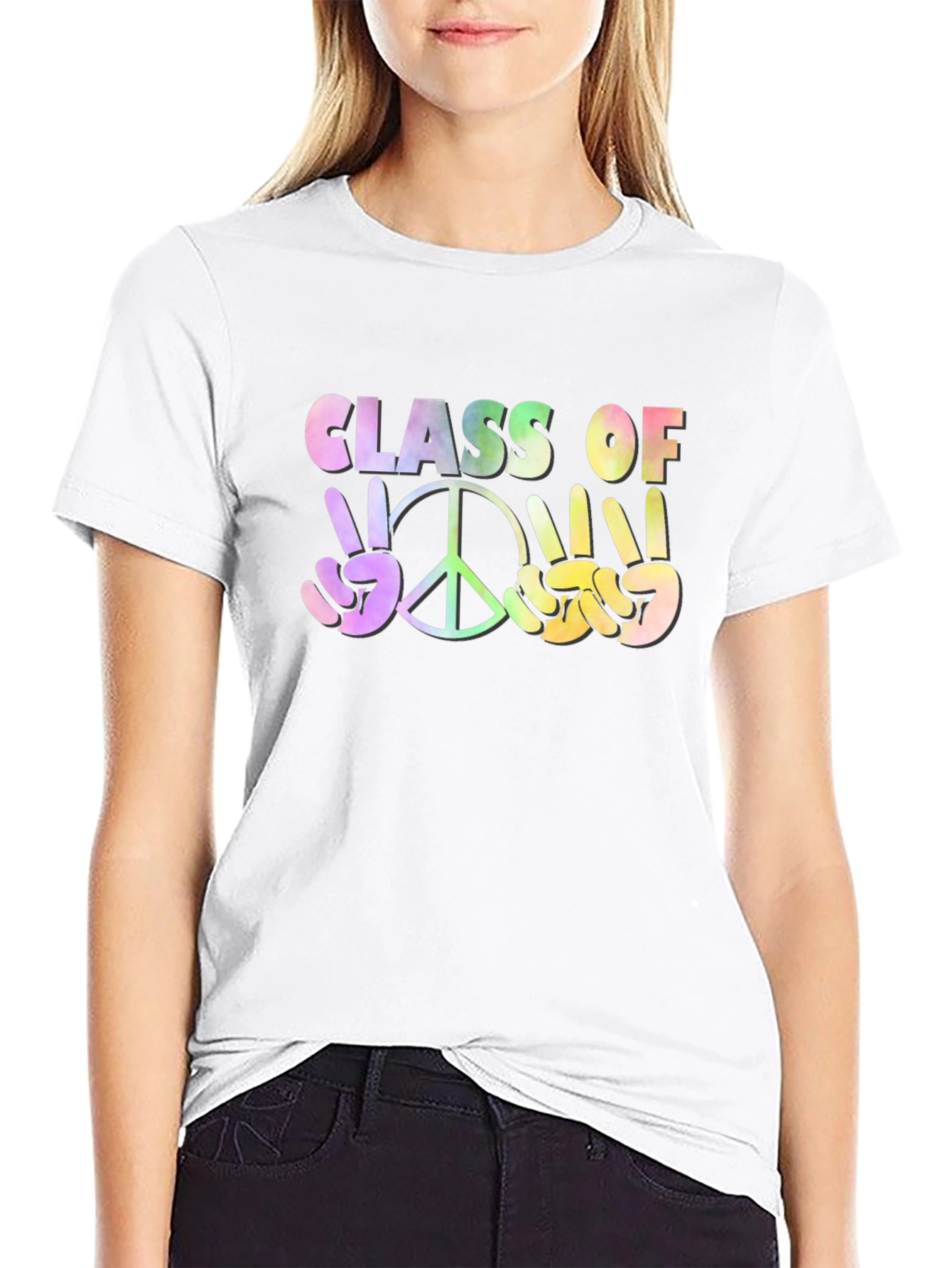Class Of Peace Sign Graphic T-Shirt - Black