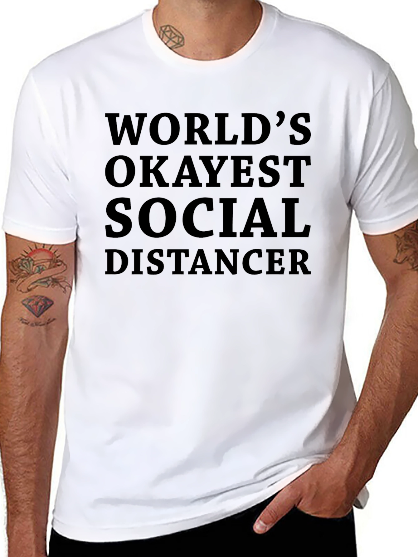 Worlds Okayest Social Distancer Black T-Shirt