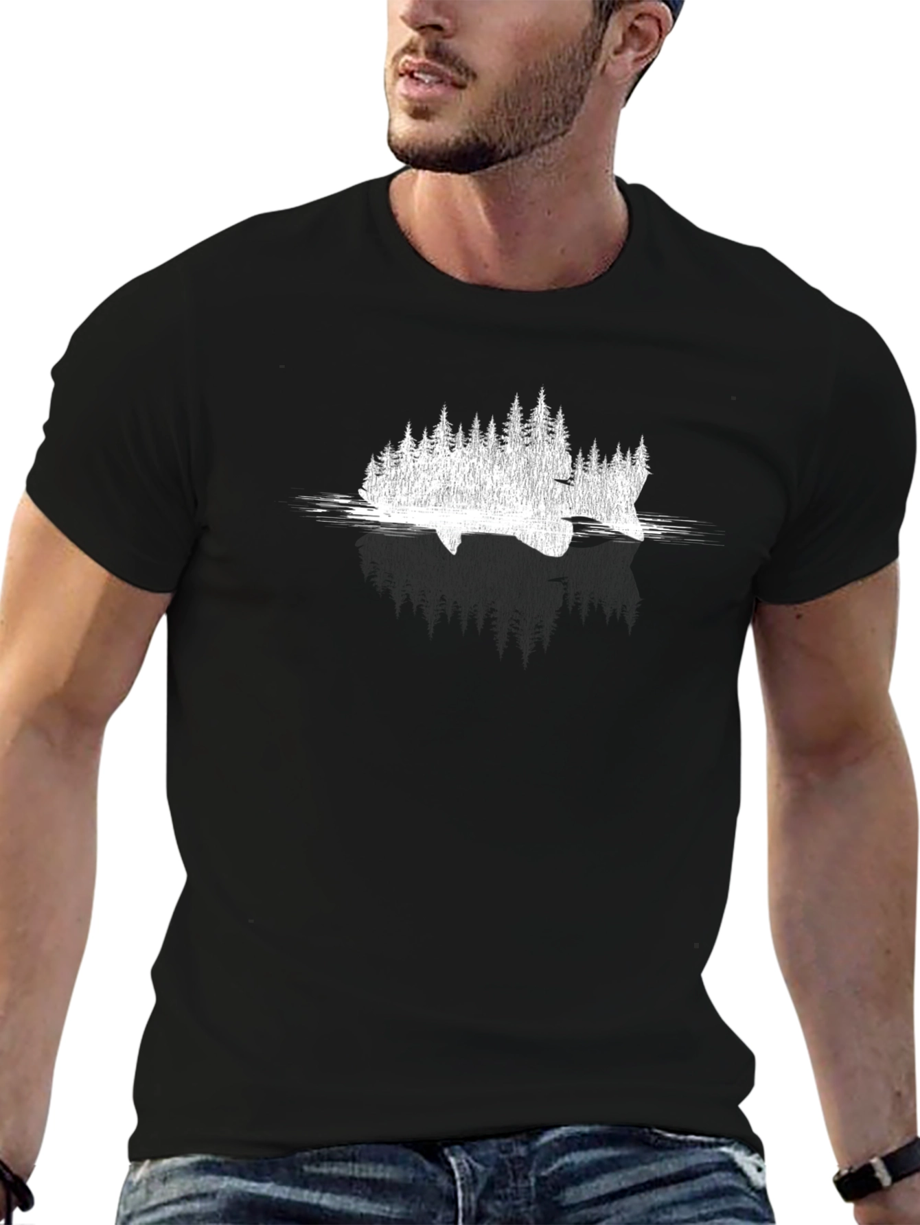 Nature Scene Graphic Black T-Shirt