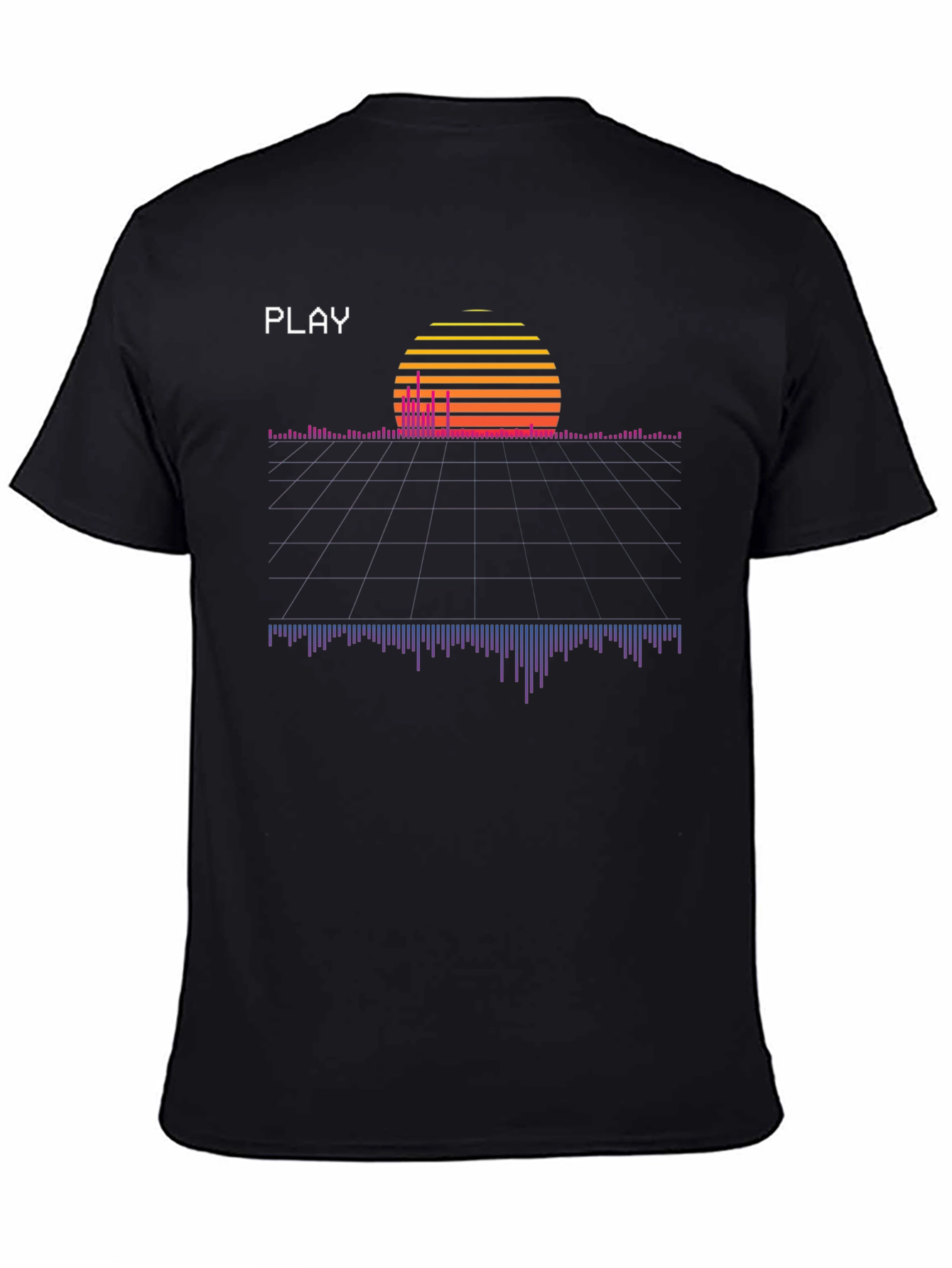 Retro Wave Sunset Graphic Tee - Black