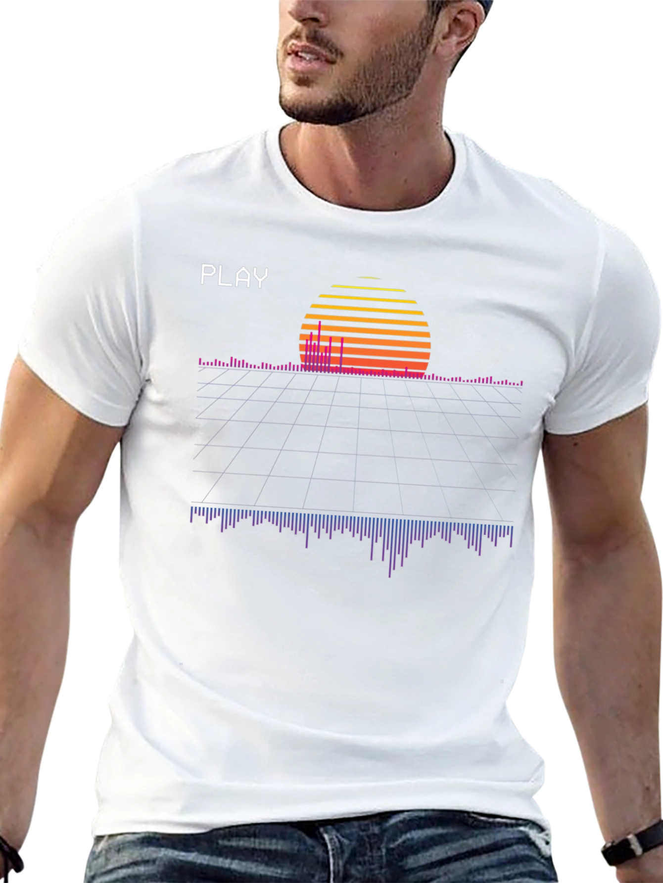Retro Wave Sunset Graphic Tee - Black