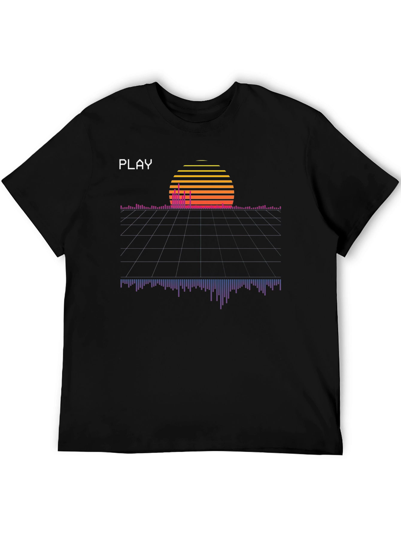 Retro Wave Sunset Graphic Tee - Black