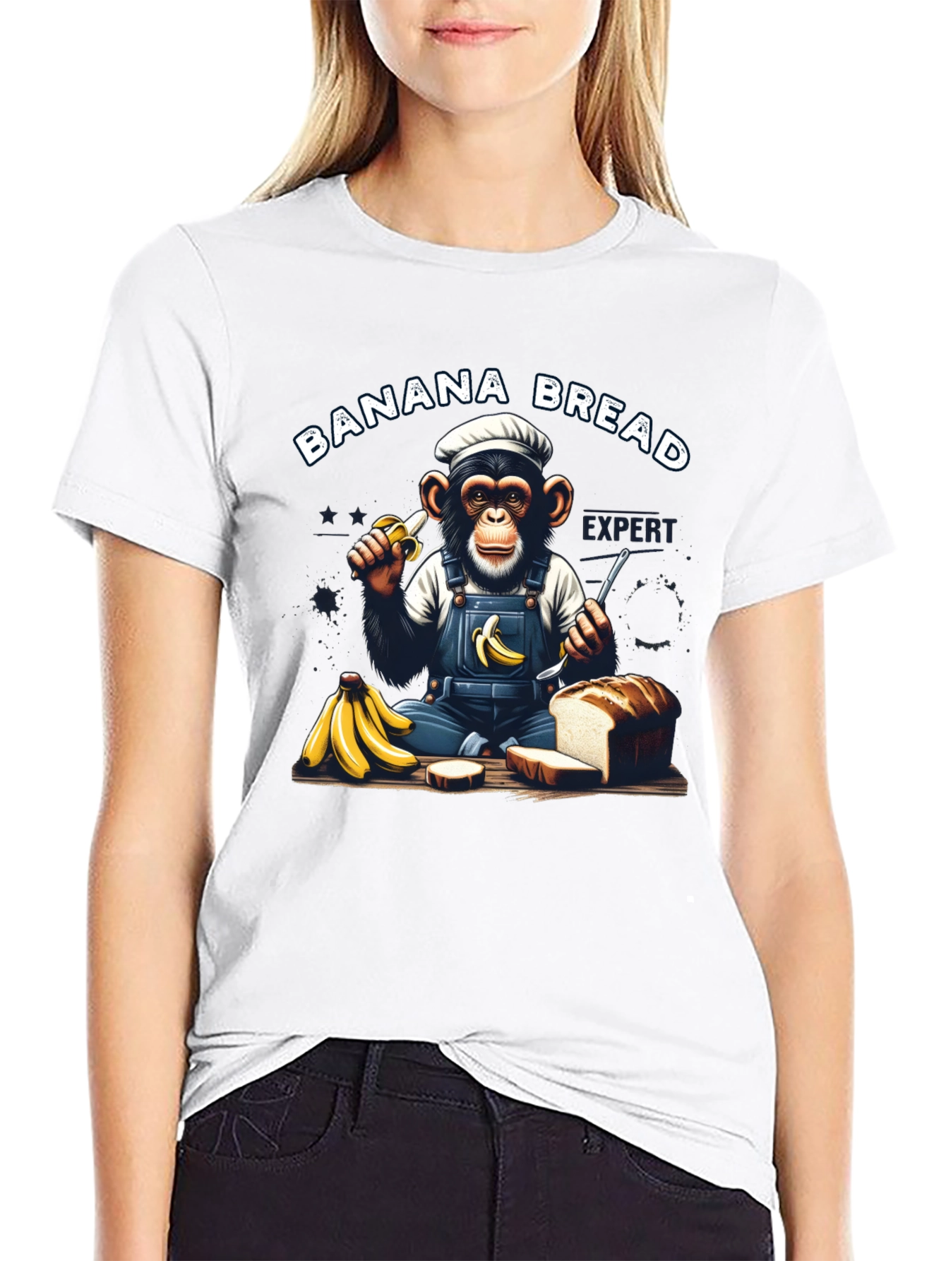 Banana Bread Expert T-Shirt Monkey Chef Design