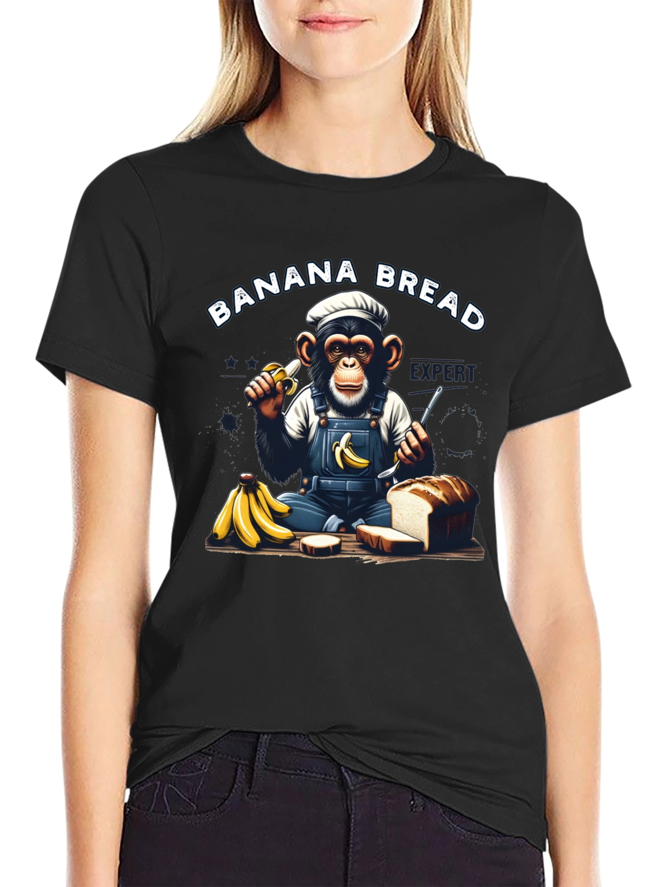 Banana Bread Expert T-Shirt Monkey Chef Design